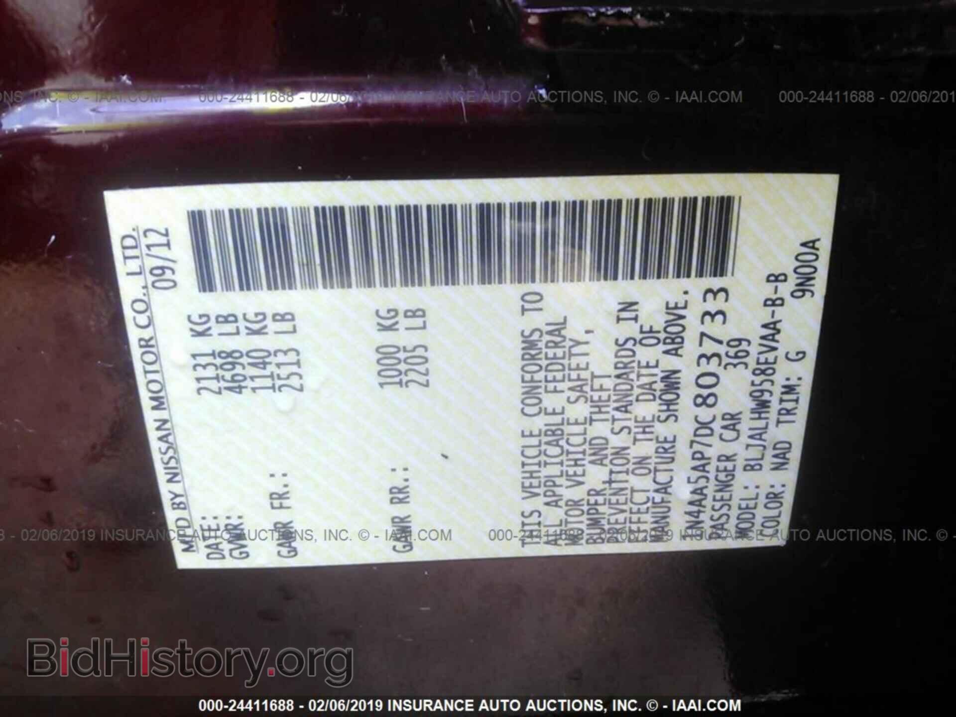 2013 NISSAN MAXIMA - VIN: 1N4AA5AP7DC803733 - Фото 9
