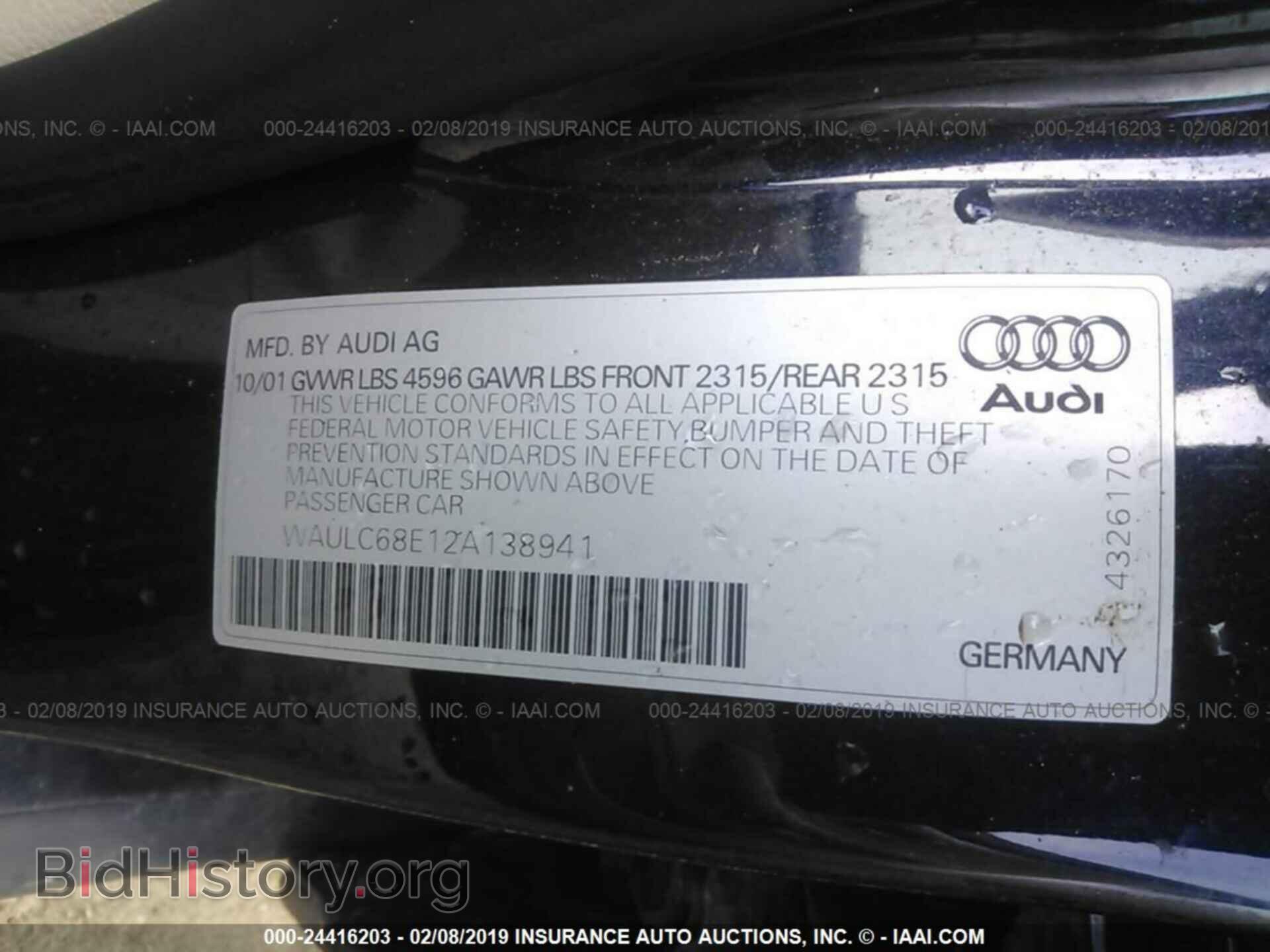 2002 AUDI A4 - VIN: WAULC68E12A138941 - Photo 9
