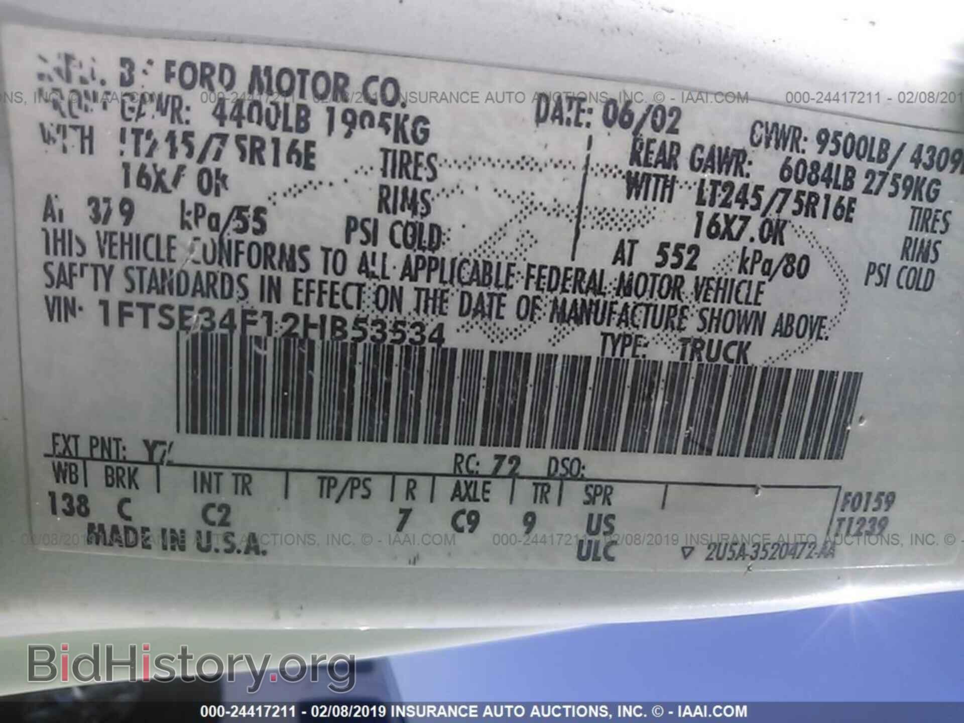 2002 FORD ECONOLINE - VIN: 1FTSE34F12HB53534 - Photo 9