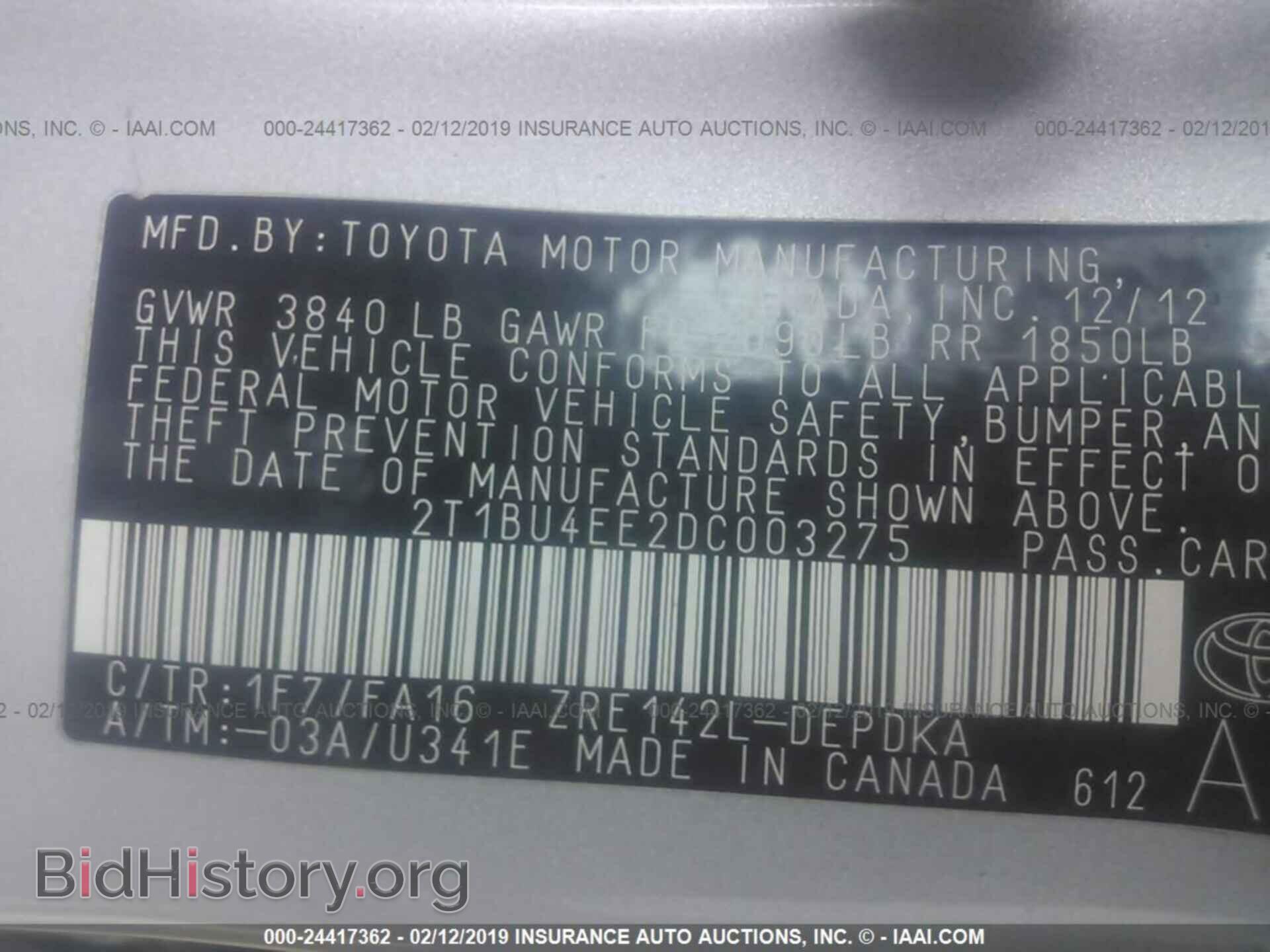 2013 TOYOTA COROLLA - VIN: 2T1BU4EE2DC003275 - Фото 9