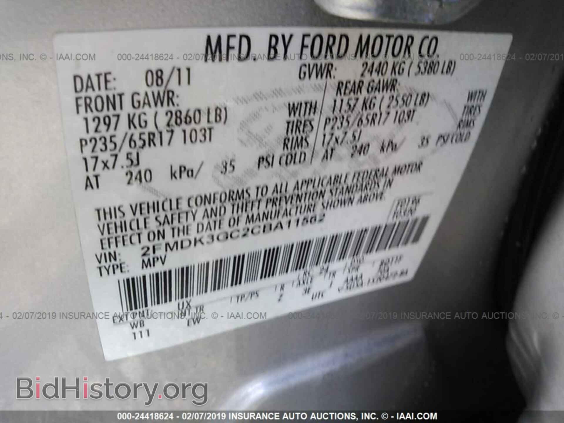2012 FORD EDGE - VIN: 2FMDK3GC2CBA11562 - Фото 9
