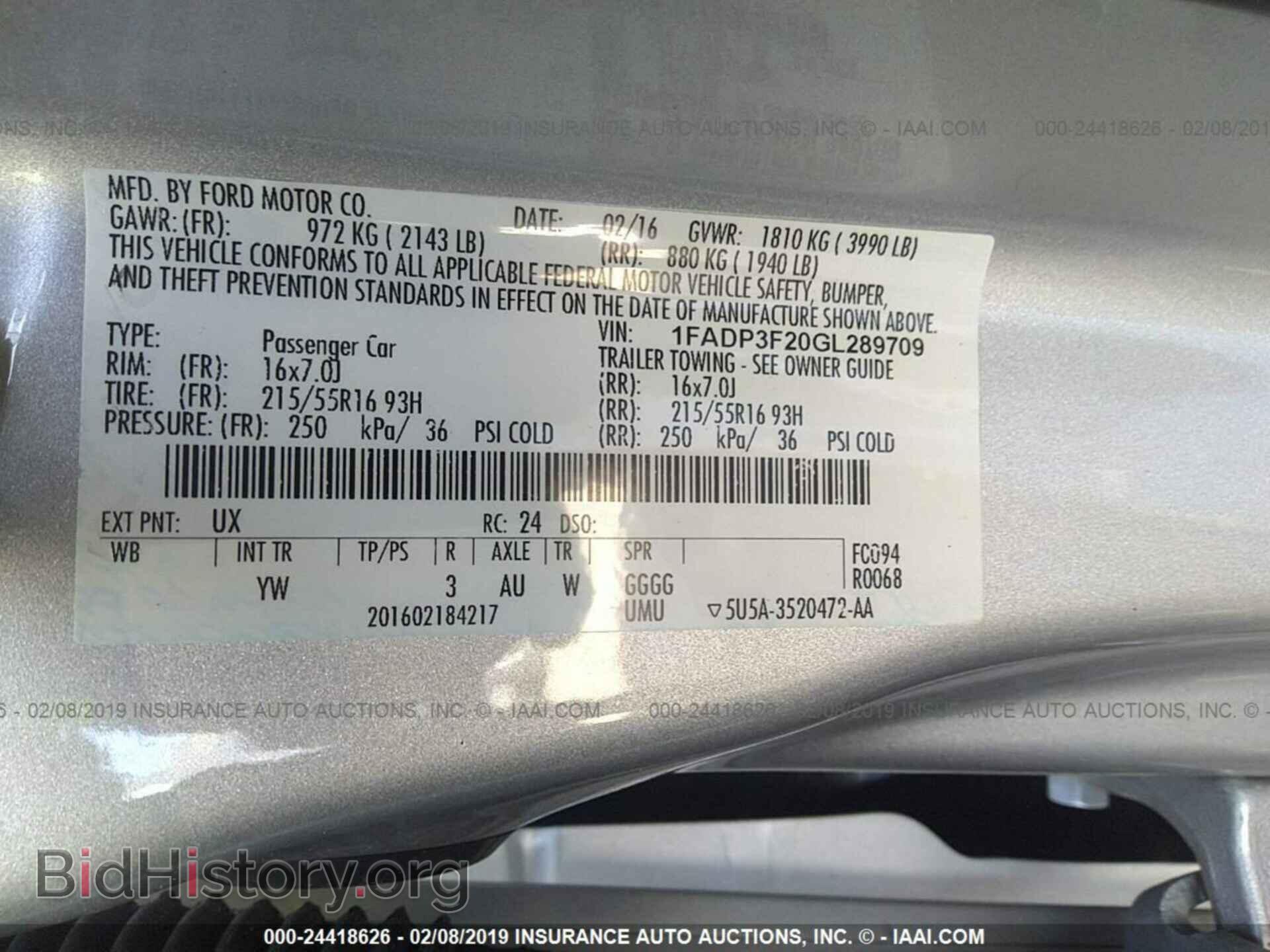 2016 FORD FOCUS - VIN: 1FADP3F20GL289709 - Фото 9