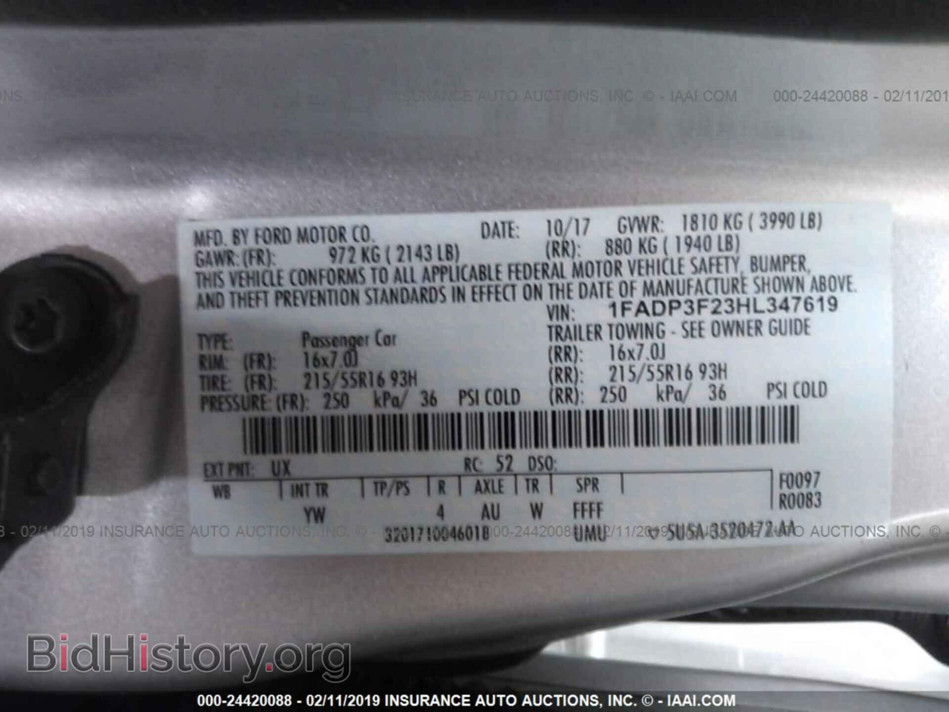 2017 FORD FOCUS - VIN: 1FADP3F23HL347619 - Фото 9