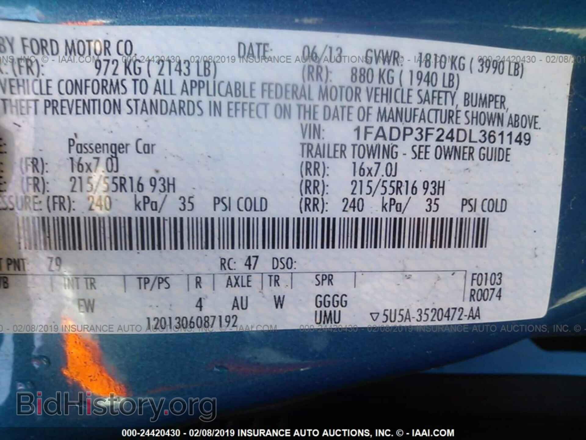 2013 FORD FOCUS - VIN: 1FADP3F24DL361149 - Фото 9