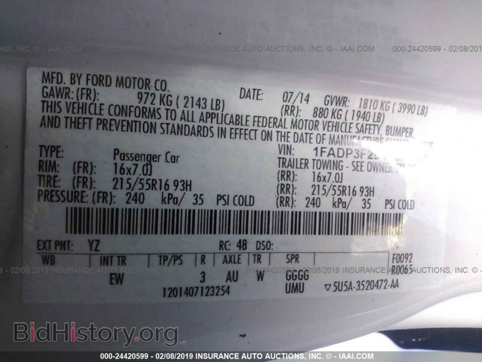 2014 FORD FOCUS - VIN: 1FADP3F29EL361665 - Фото 9