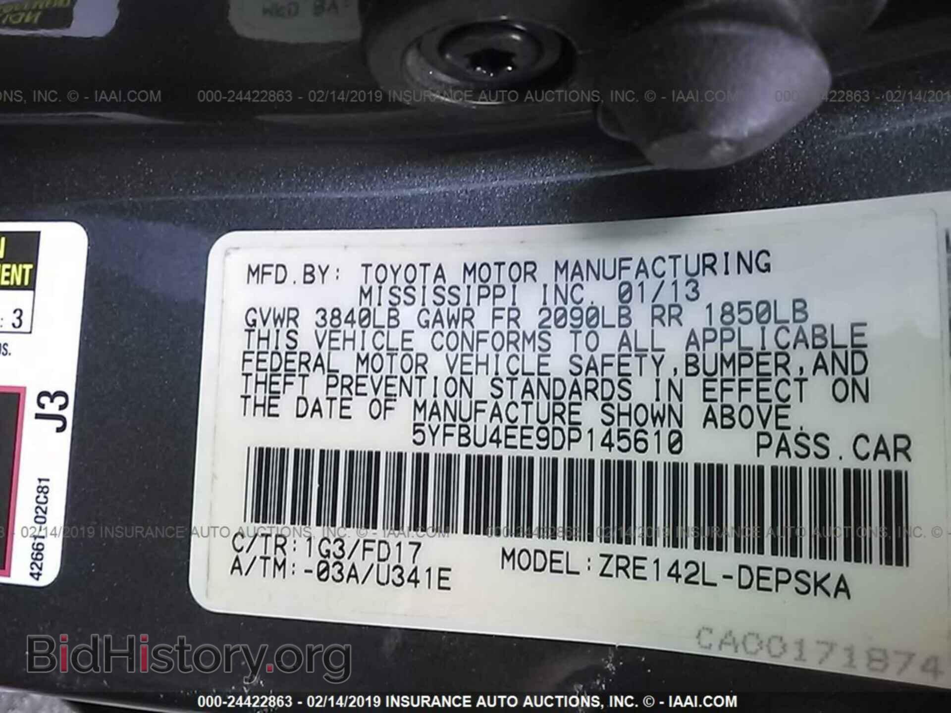 2013 TOYOTA COROLLA - VIN: 5YFBU4EE9DP145610 - Фото 9