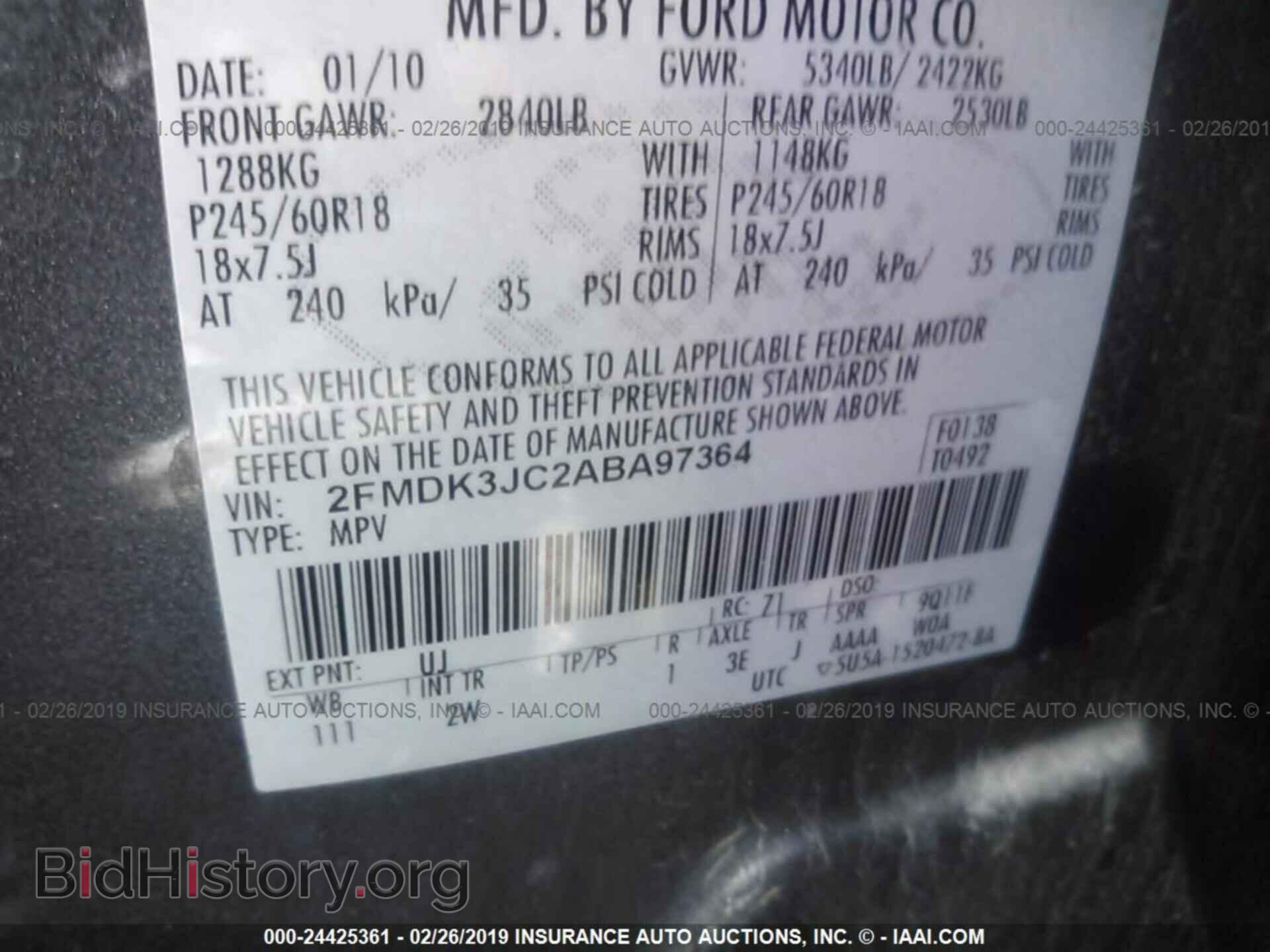 2010 FORD EDGE - VIN: 2FMDK3JC2ABA97364 - Photo 9