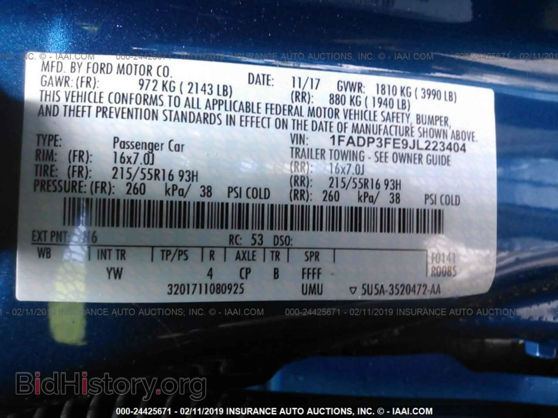 2018 FORD FOCUS - VIN: 1FADP3FE9JL223404 - Фото 9