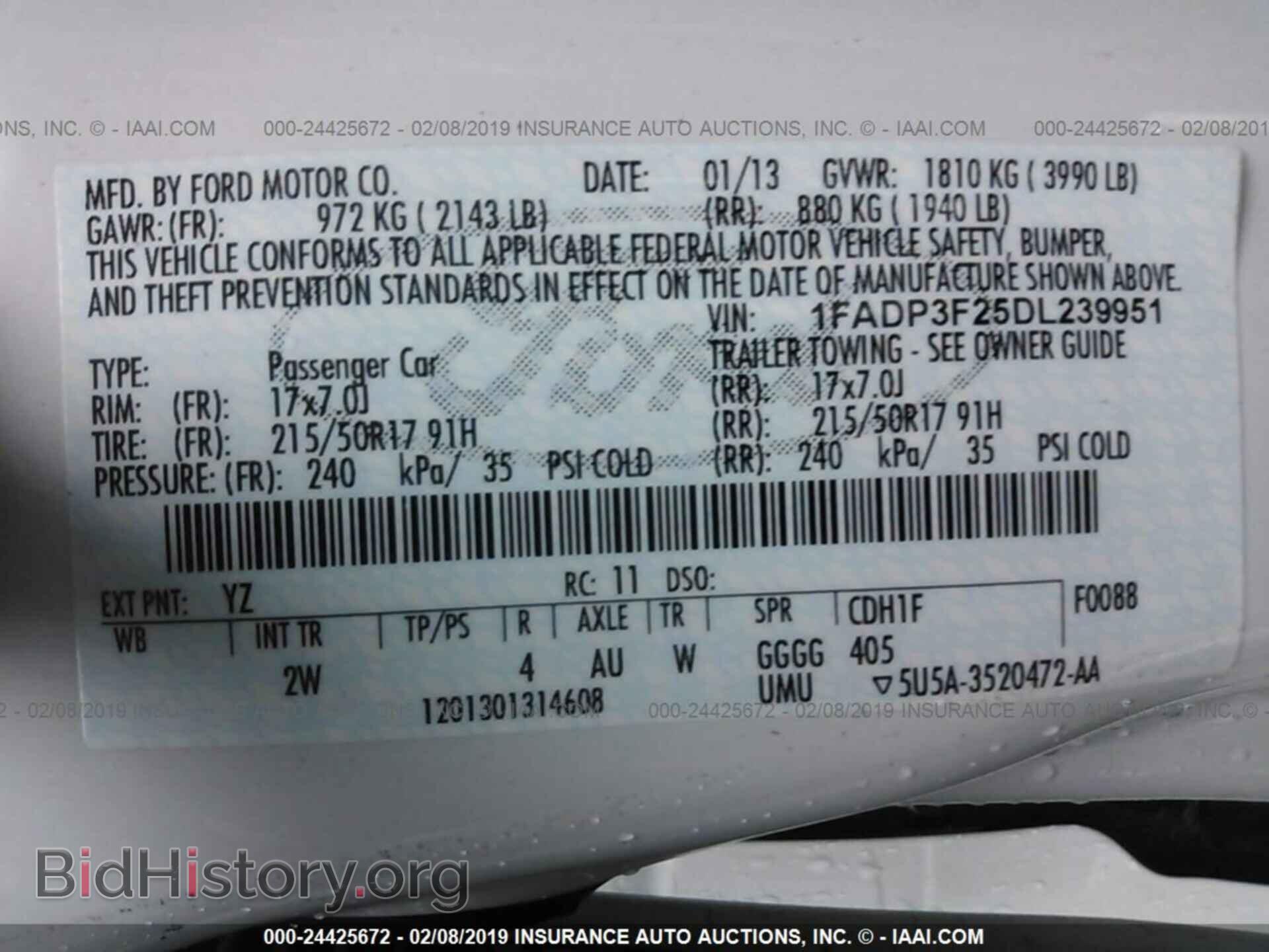 2013 FORD FOCUS - VIN: 1FADP3F25DL239951 - Фото 9