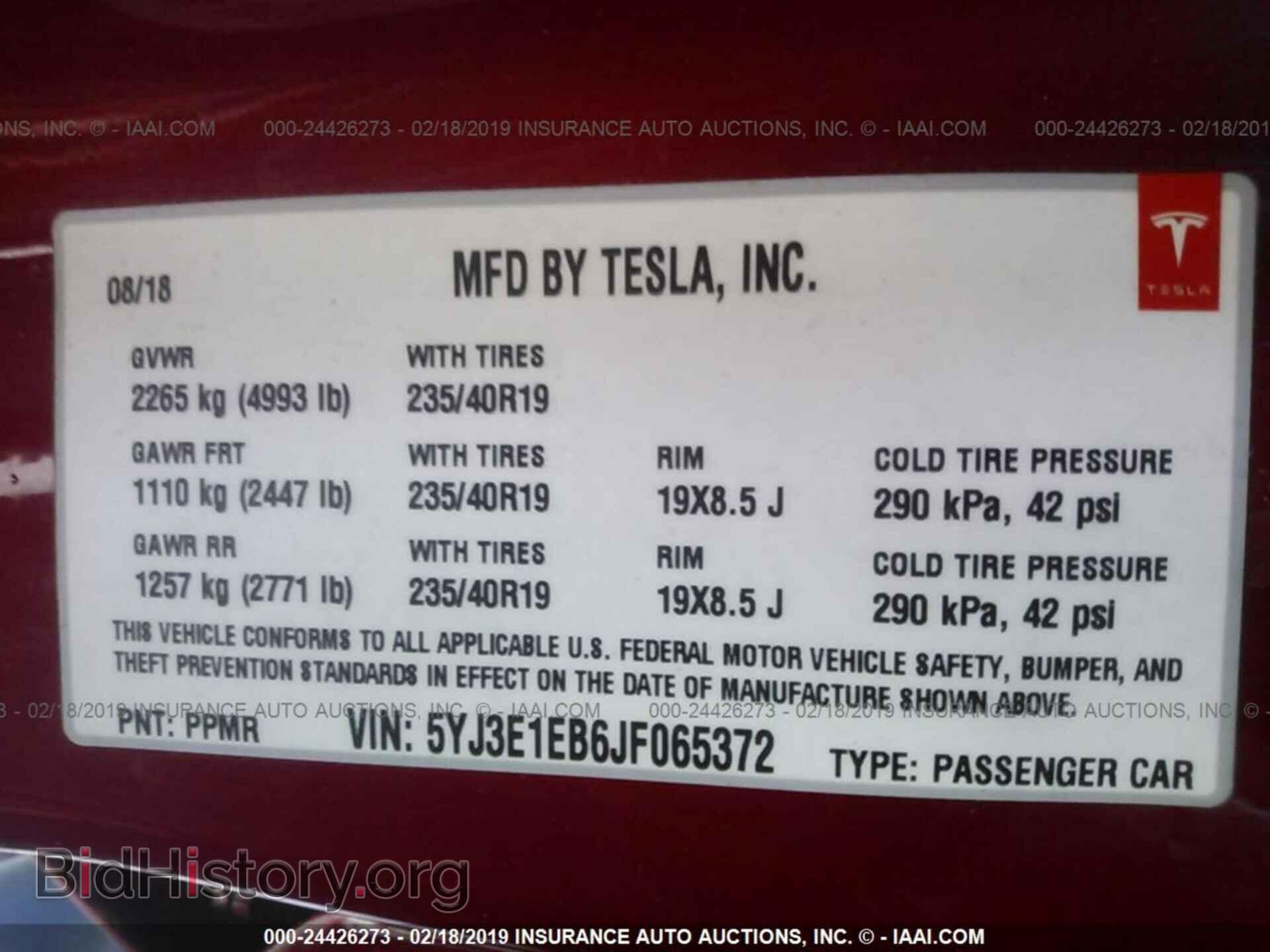 2018 TESLA MODEL 3 - VIN: 5YJ3E1EB6JF065372 - Photo 9
