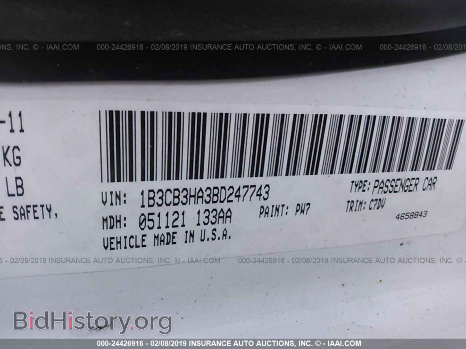 2011 DODGE CALIBER - VIN: 1B3CB3HA3BD247743 - Фото 9