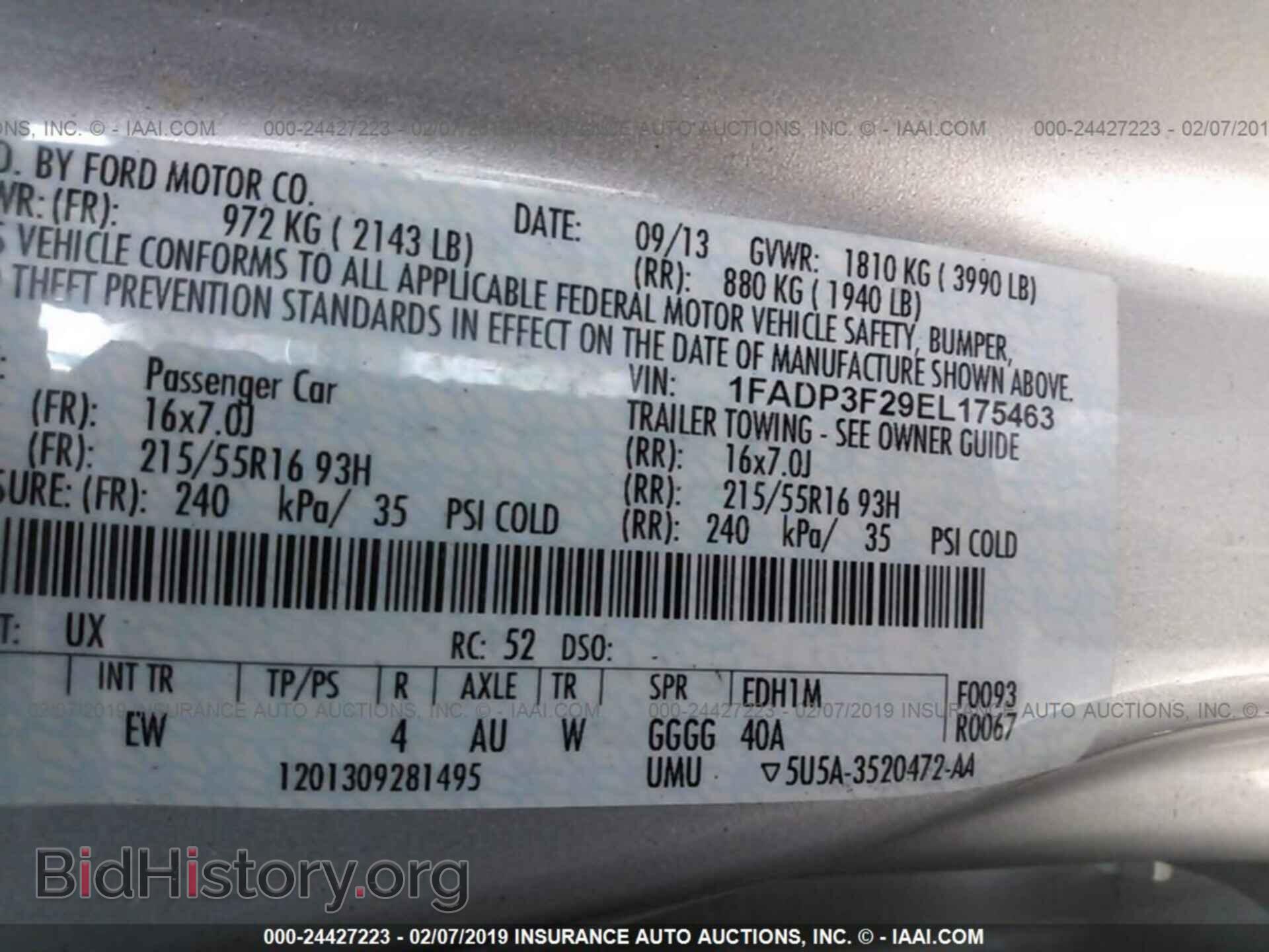 2014 FORD FOCUS - VIN: 1FADP3F29EL175463 - Фото 9