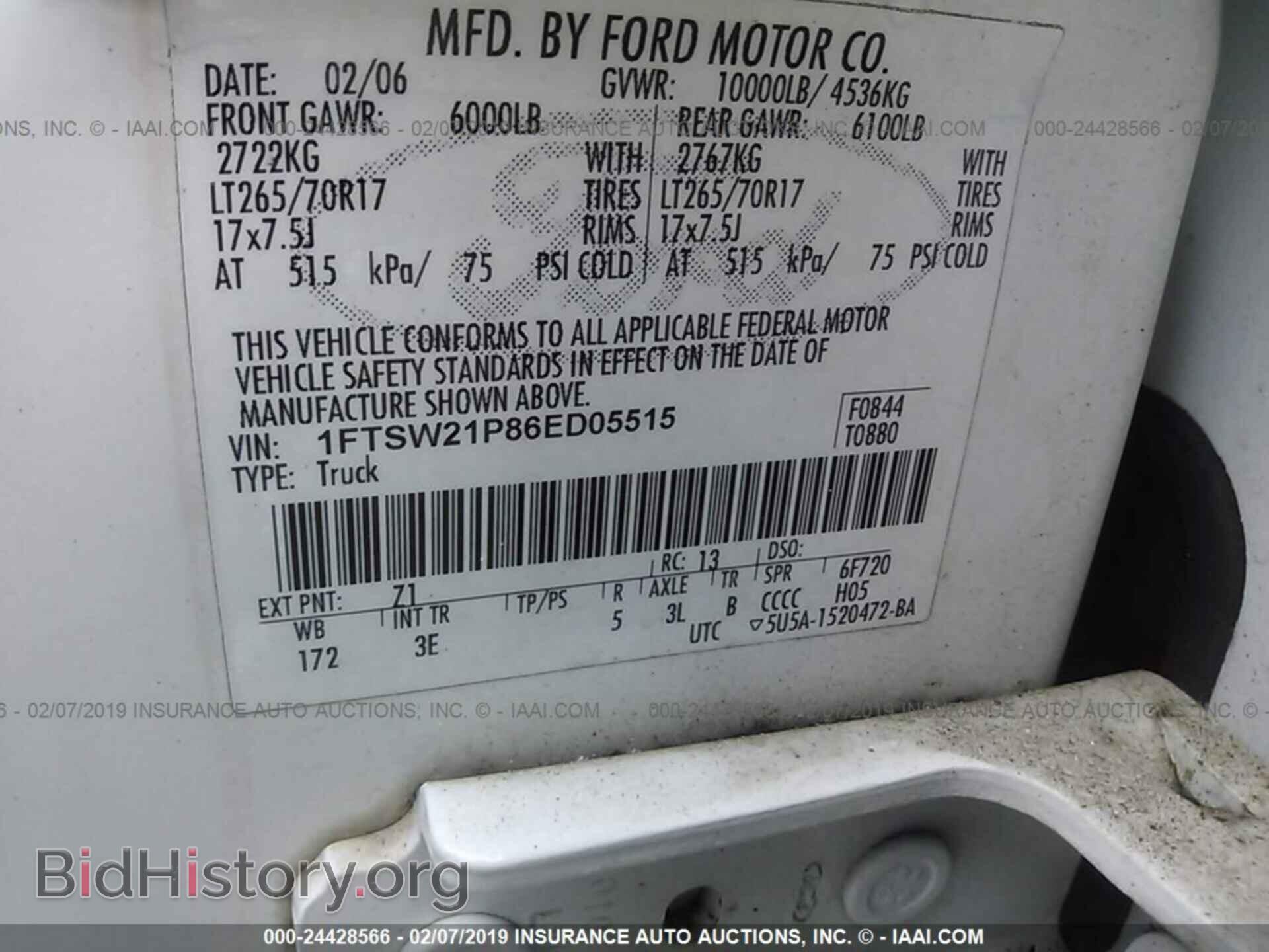 2006 FORD F250 - VIN: 1FTSW21P86ED05515 - Фото 9