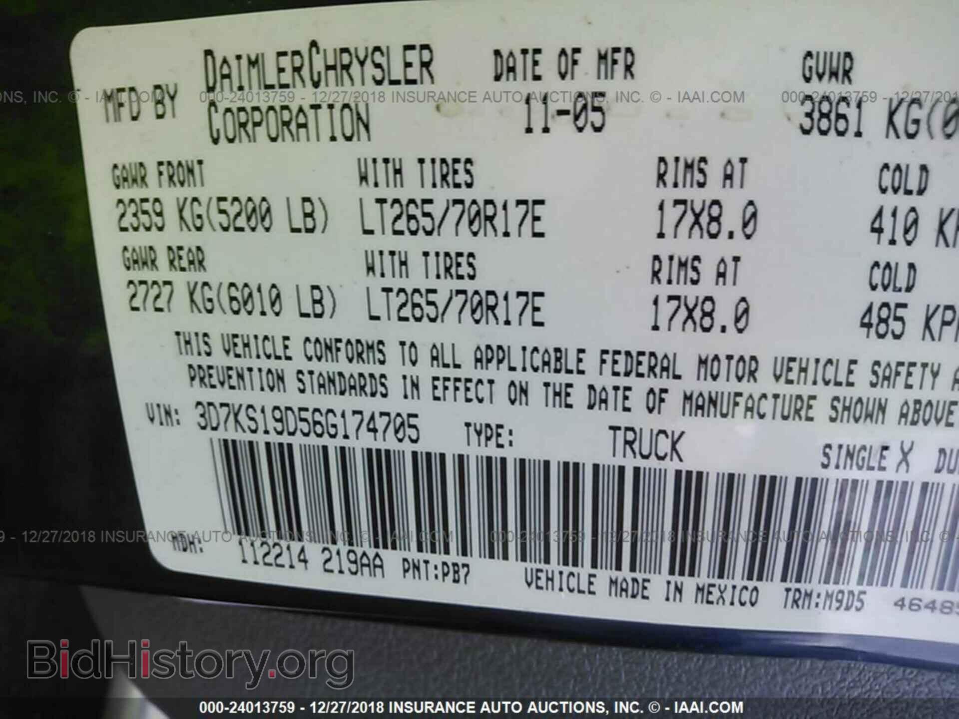 2006 DODGE RAM 1500 - VIN: 3D7KS19D56G174705 - Фото 9