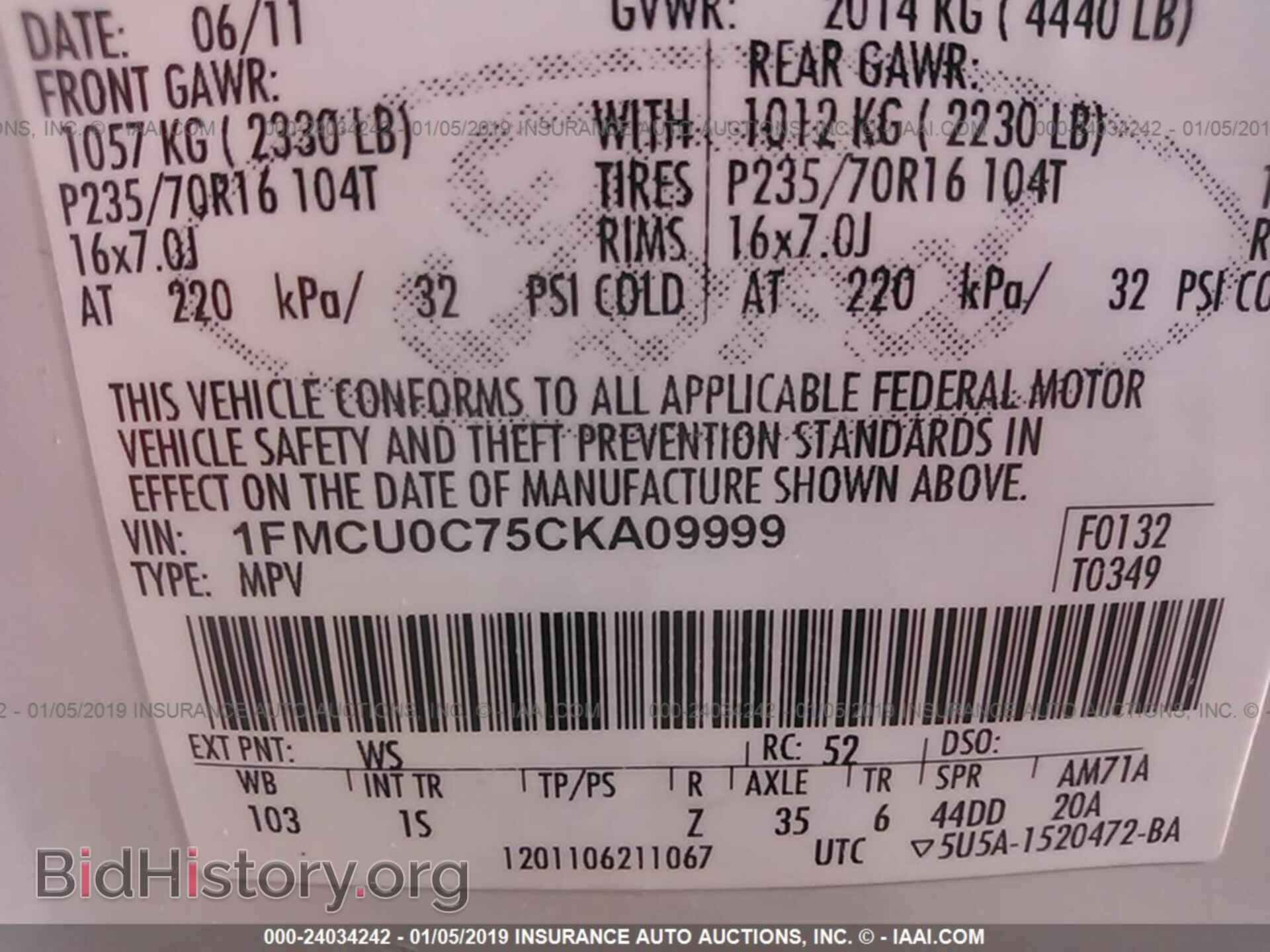 2012 FORD ESCAPE - VIN: 1FMCU0C75CKA09999 - Photo 9
