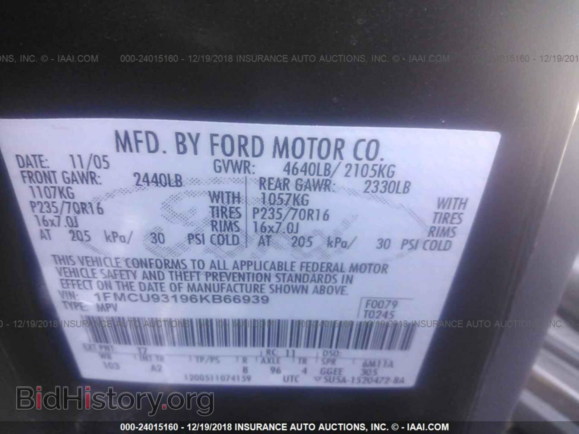 2006 FORD ESCAPE - VIN: 1FMCU93196KB66939 - Фото 9