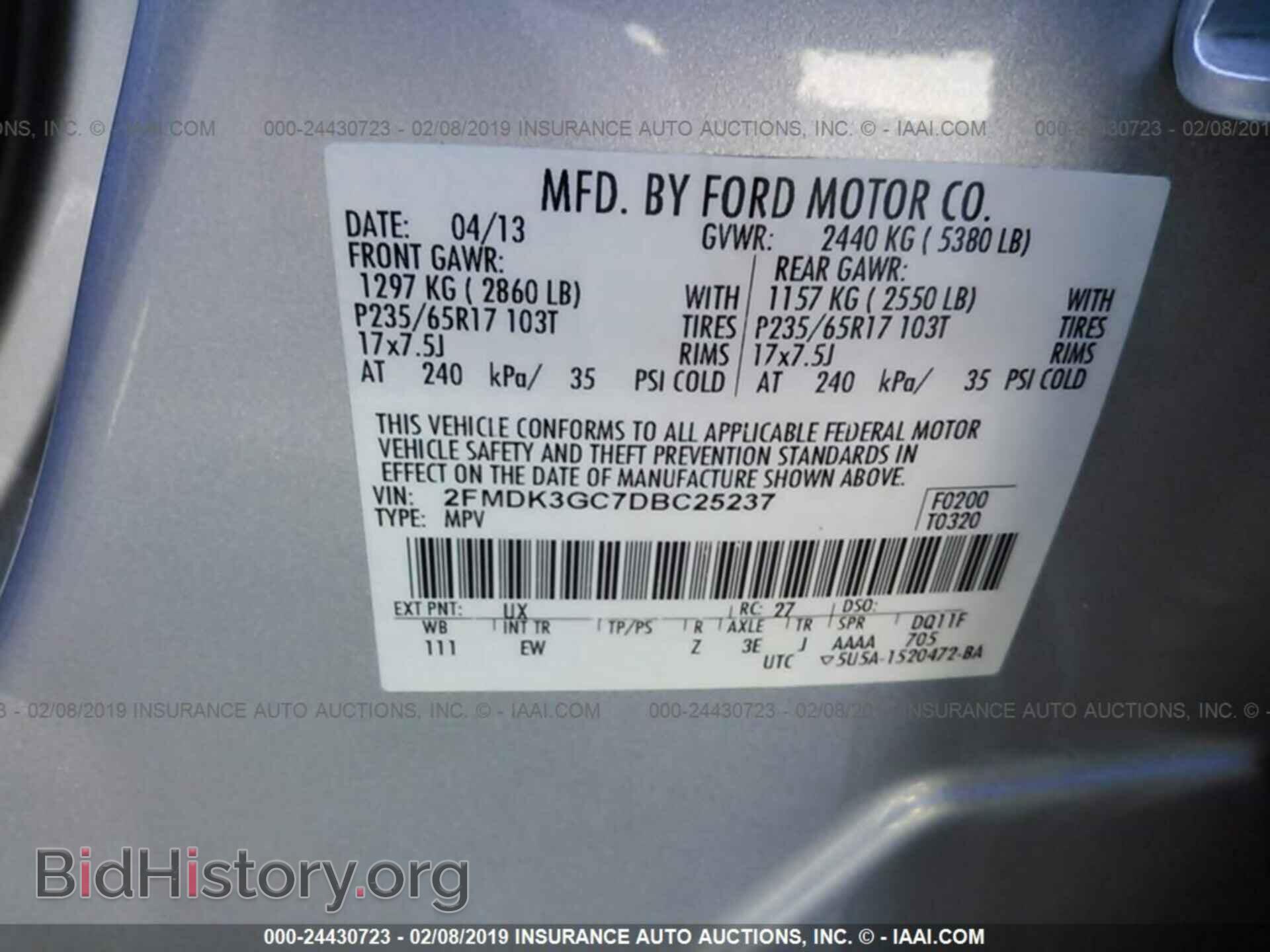2013 FORD EDGE - VIN: 2FMDK3GC7DBC25237 - Фото 9