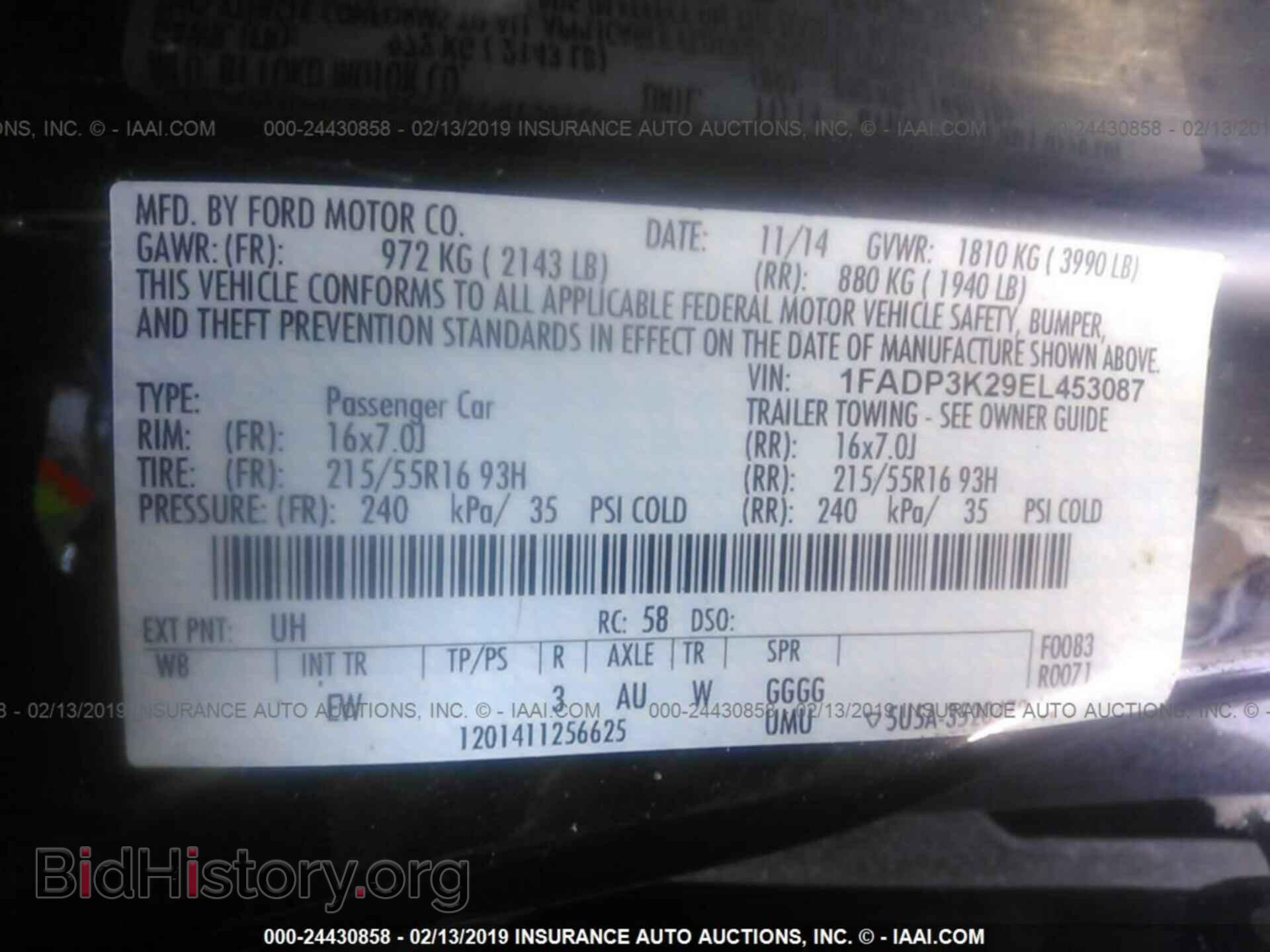 2014 FORD FOCUS - VIN: 1FADP3K29EL453087 - Фото 9