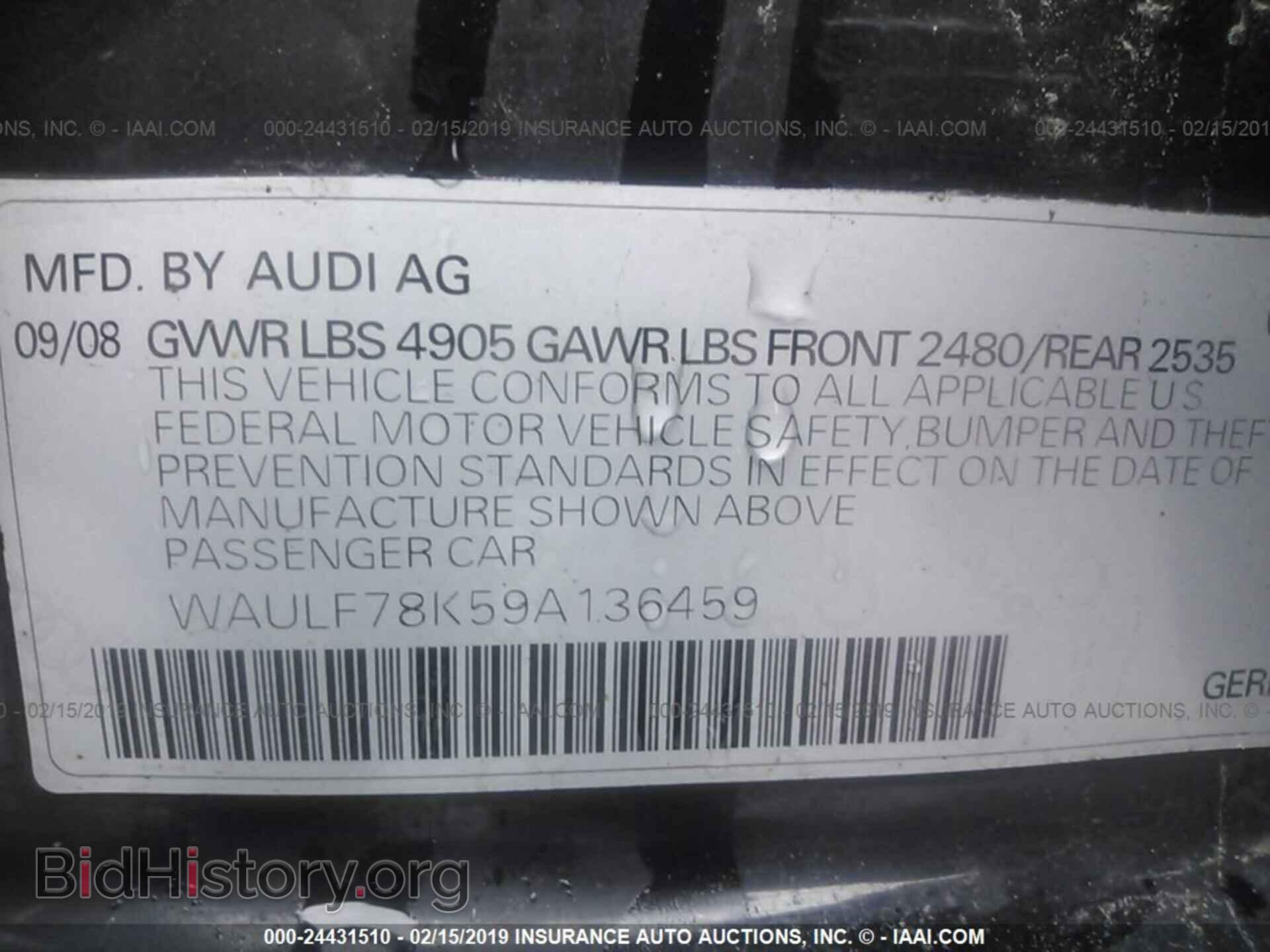 2009 AUDI A4 - VIN: WAULF78K59A136459 - Фото 9