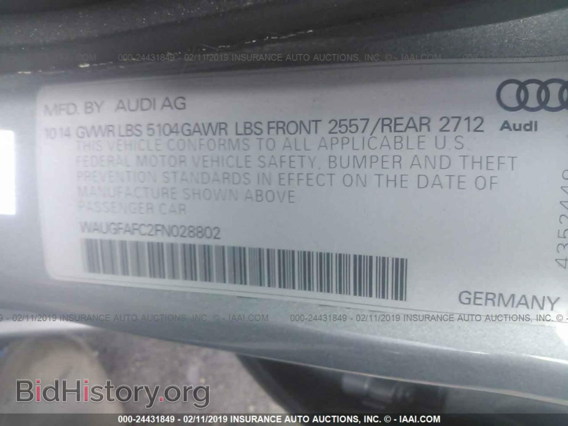 2015 AUDI A6 - VIN: WAUGFAFC2FN028802 - Фото 9