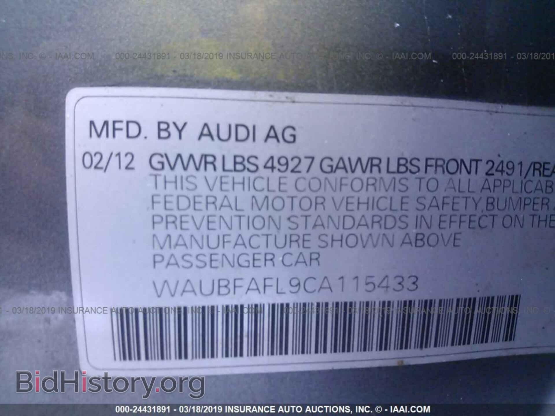 2012 AUDI A4 - VIN: WAUBFAFL9CA115433 - Photo 9