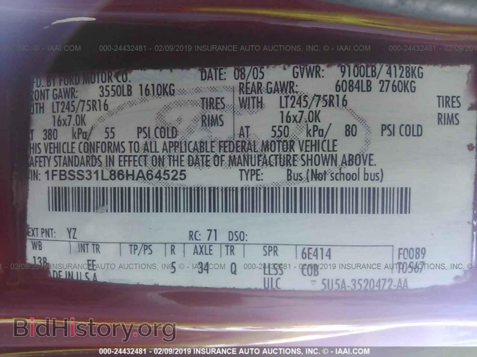 2006 FORD ECONOLINE - VIN: 1FBSS31L86HA64525 - Фото 9