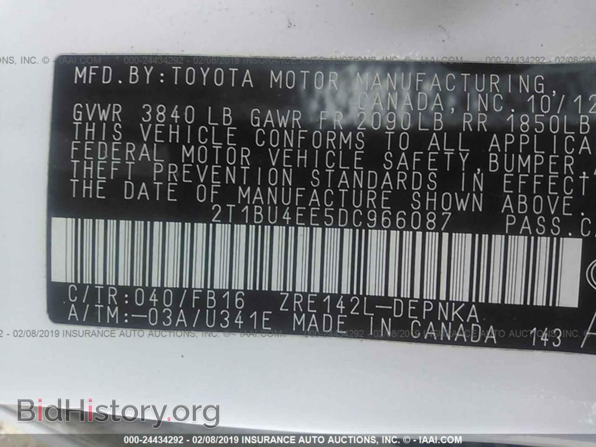 2013 TOYOTA COROLLA - VIN: 2T1BU4EE5DC966087 - Фото 9