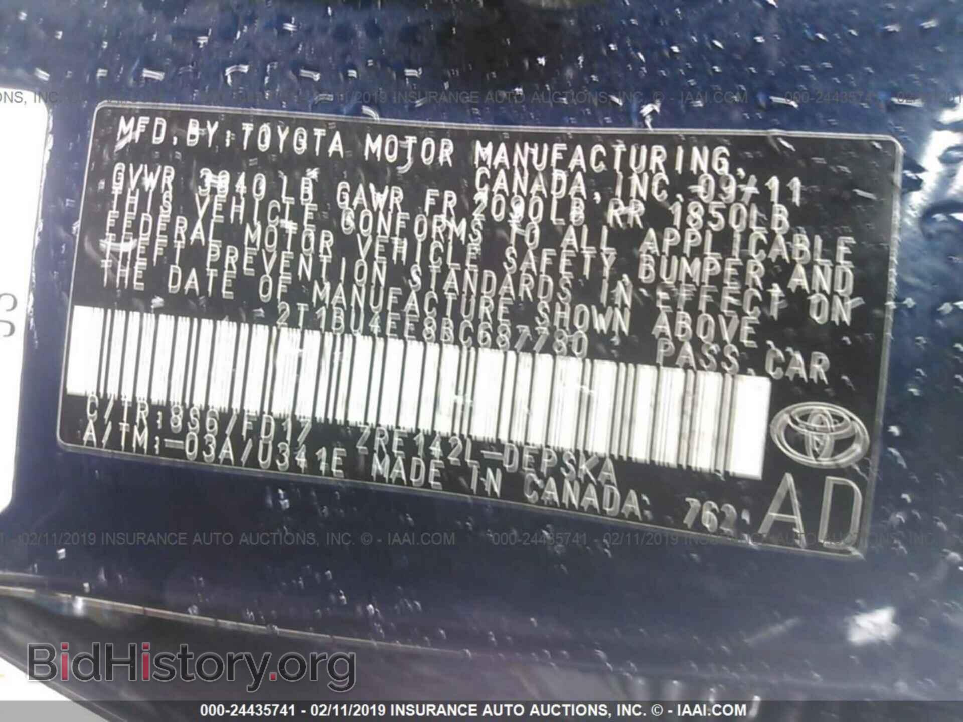 2011 TOYOTA COROLLA - VIN: 2T1BU4EE8BC687780 - Фото 9