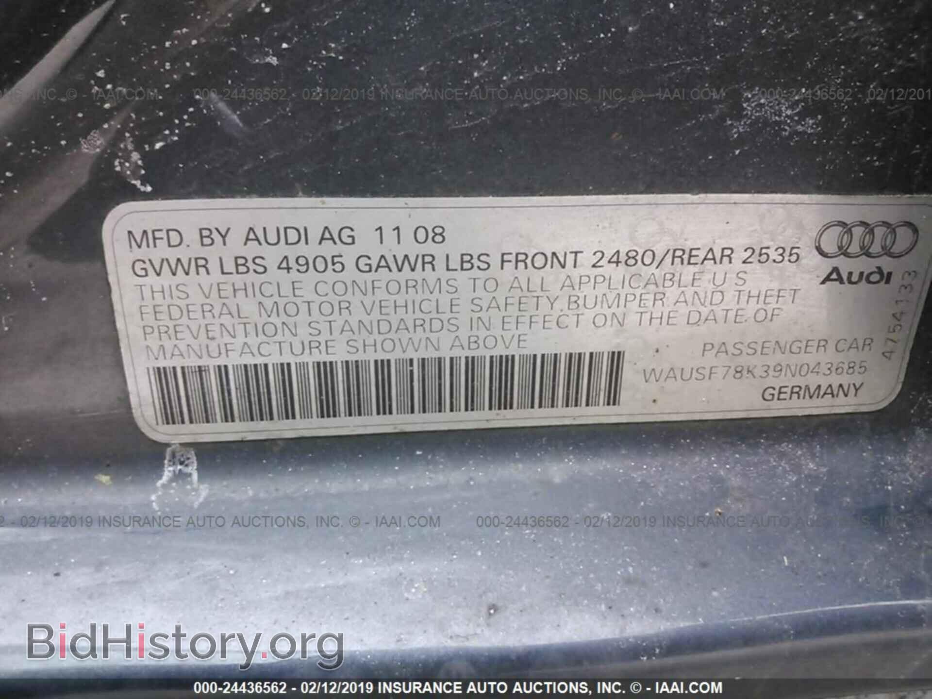 2009 AUDI A4 - VIN: WAUSF78K39N043685 - Фото 9