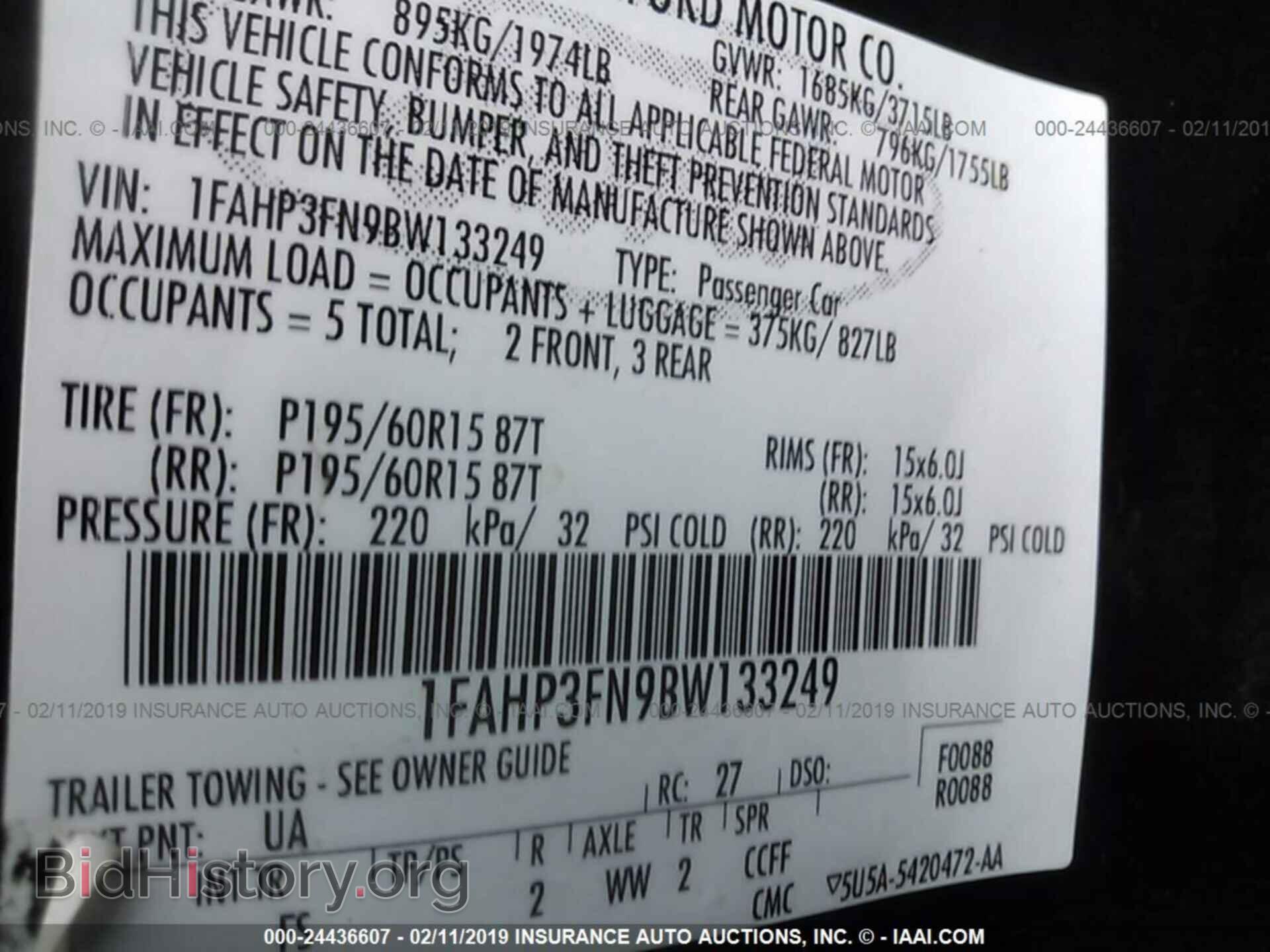 2011 FORD FOCUS - VIN: 1FAHP3FN9BW133249 - Фото 9