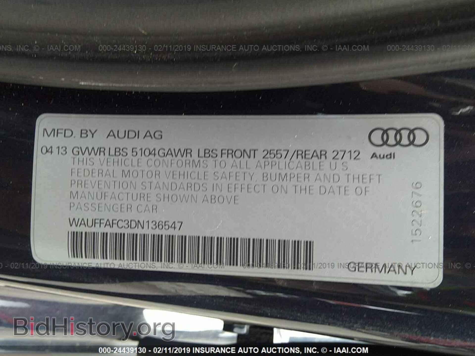 2013 AUDI A6 - VIN: WAUFFAFC3DN136547 - Photo 9