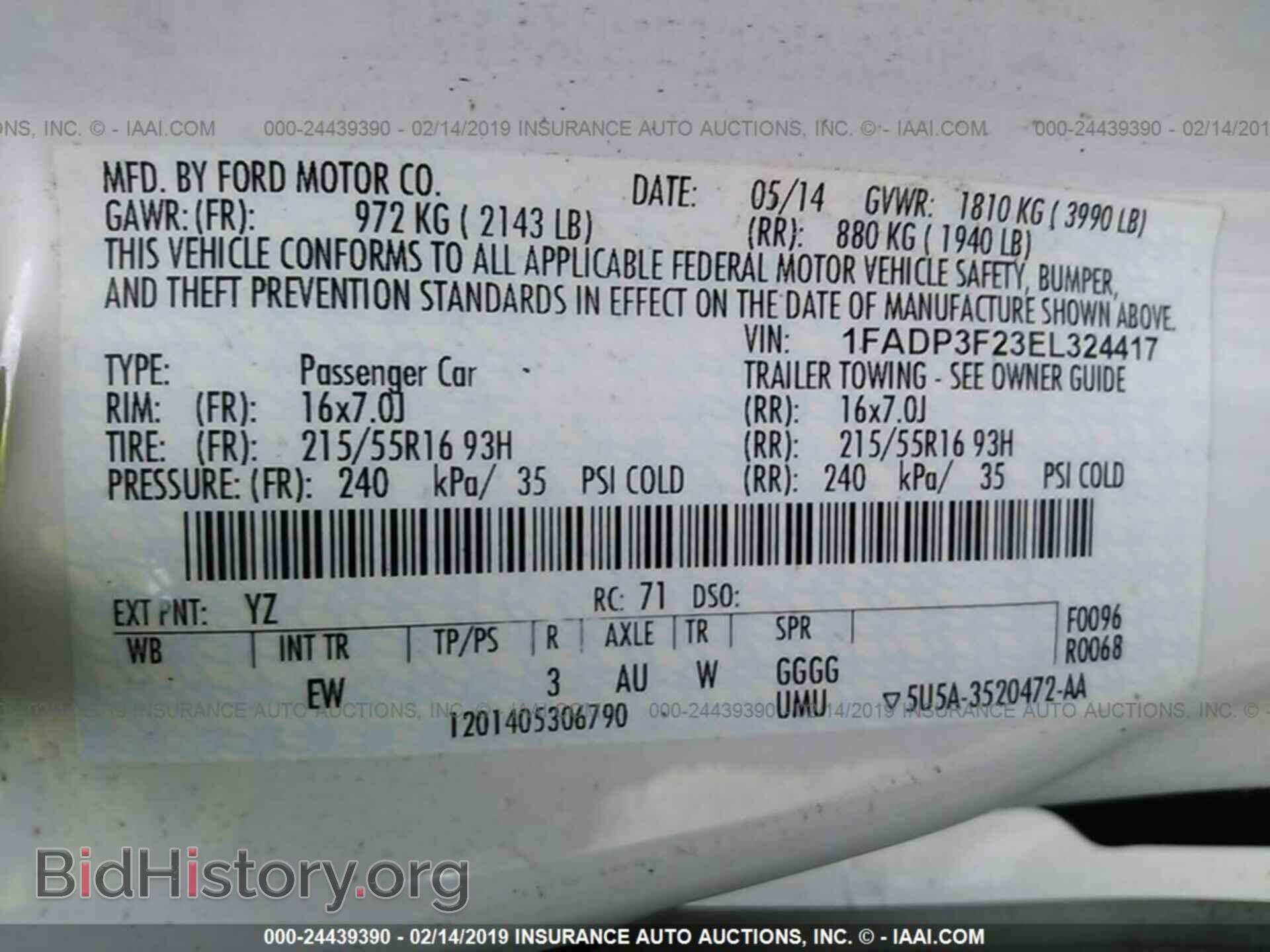 2014 FORD FOCUS - VIN: 1FADP3F23EL324417 - Фото 9