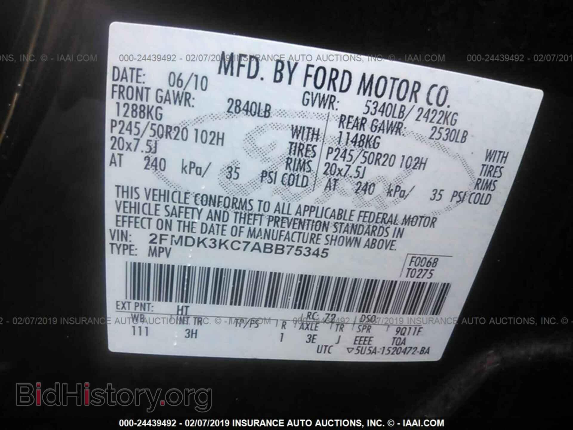 2010 FORD EDGE - VIN: 2FMDK3KC7ABB75345 - Photo 9