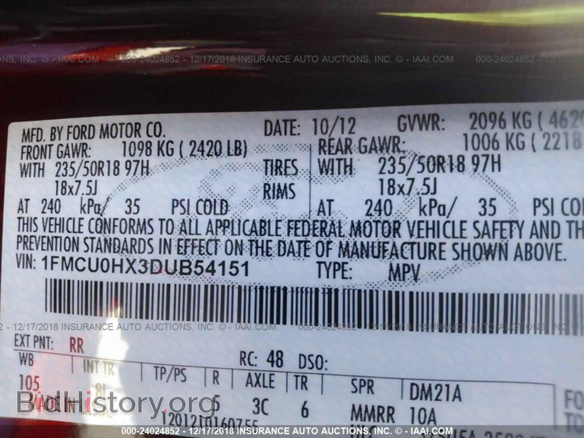 2013 FORD ESCAPE - VIN: 1FMCU0HX3DUB54151 - Photo 9