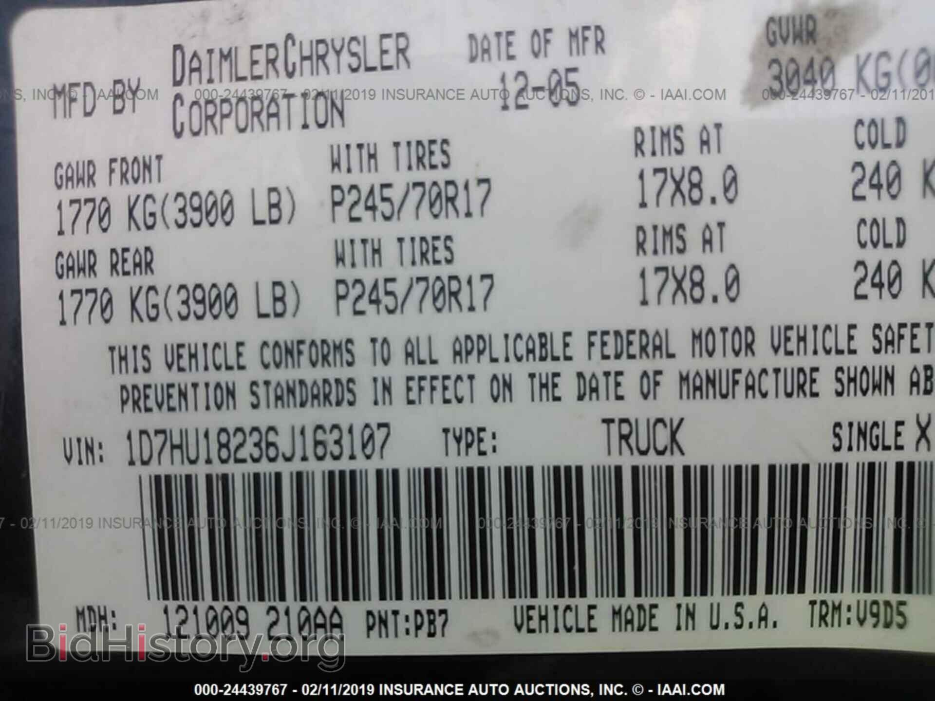 2006 DODGE RAM 1500 - VIN: 1D7HU18236J163107 - Фото 9