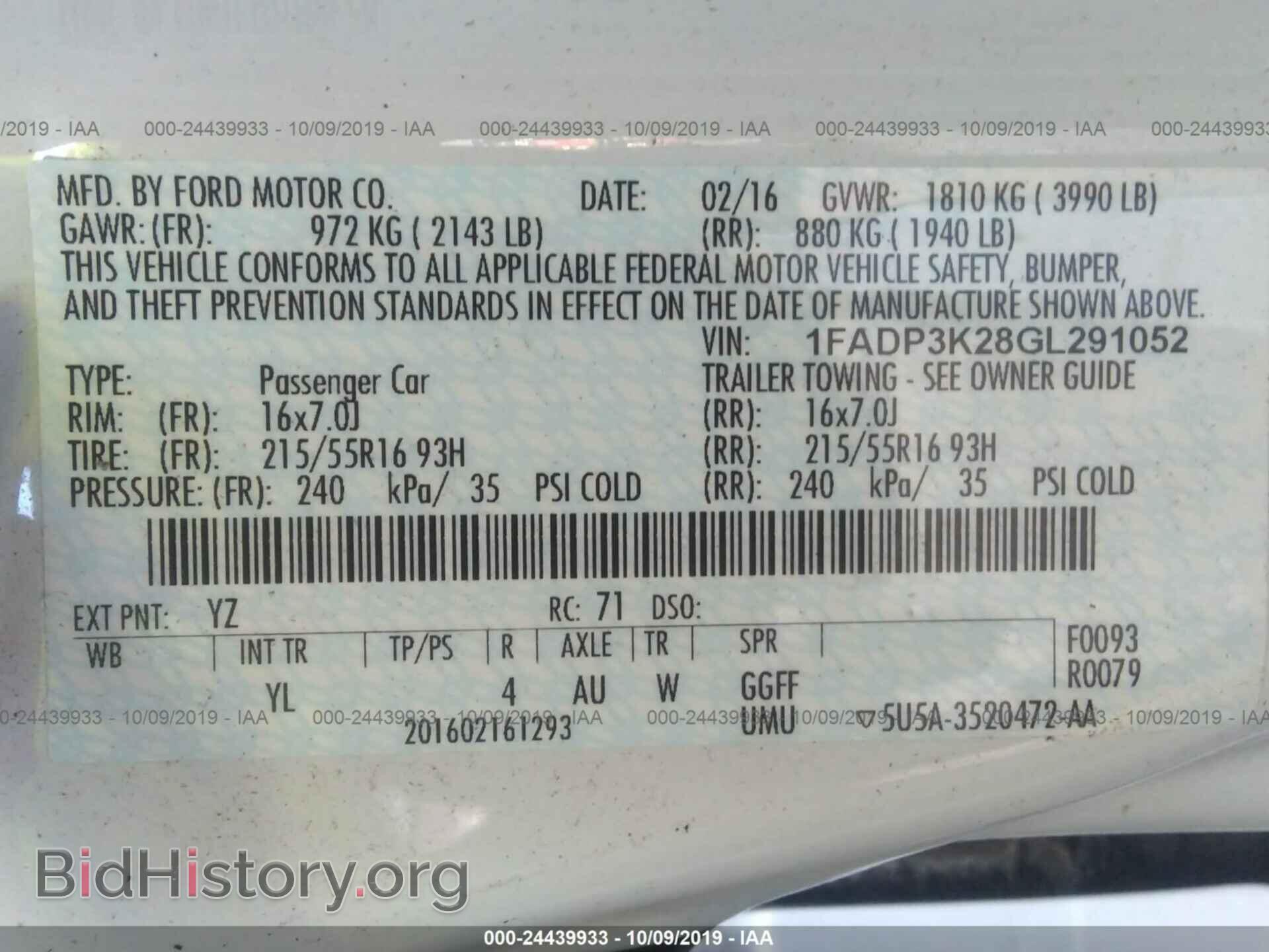 2016 FORD FOCUS - VIN: 1FADP3K28GL291052 - Photo 9