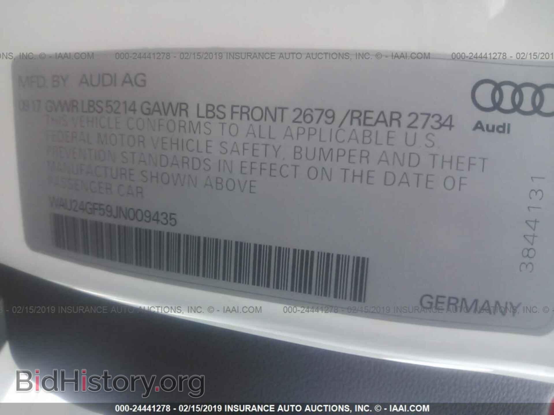 2018 AUDI S5 - VIN: WAU24GF59JN009435 - Фото 9