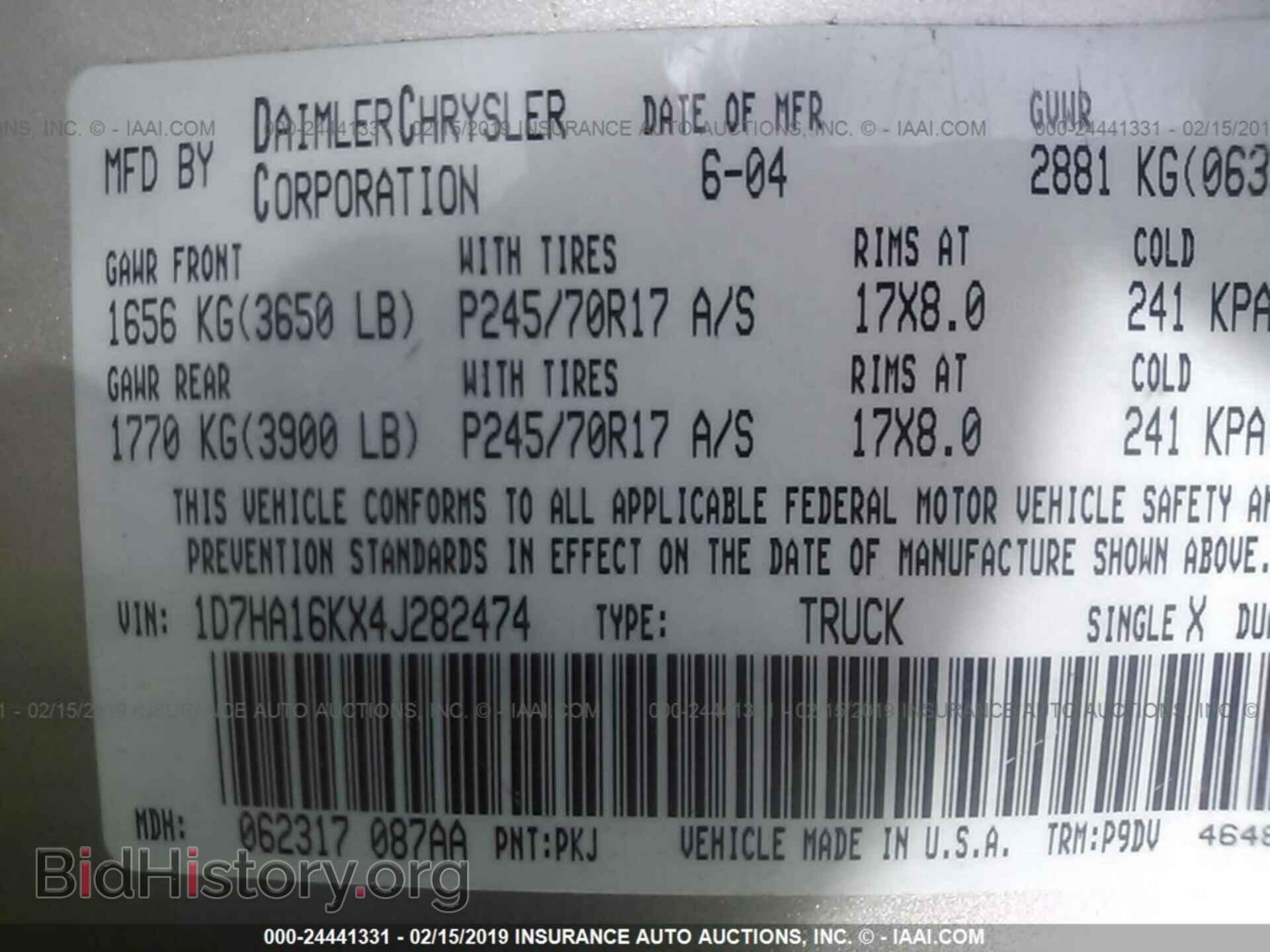 2004 DODGE RAM 1500 - VIN: 1D7HA16KX4J282474 - Фото 9