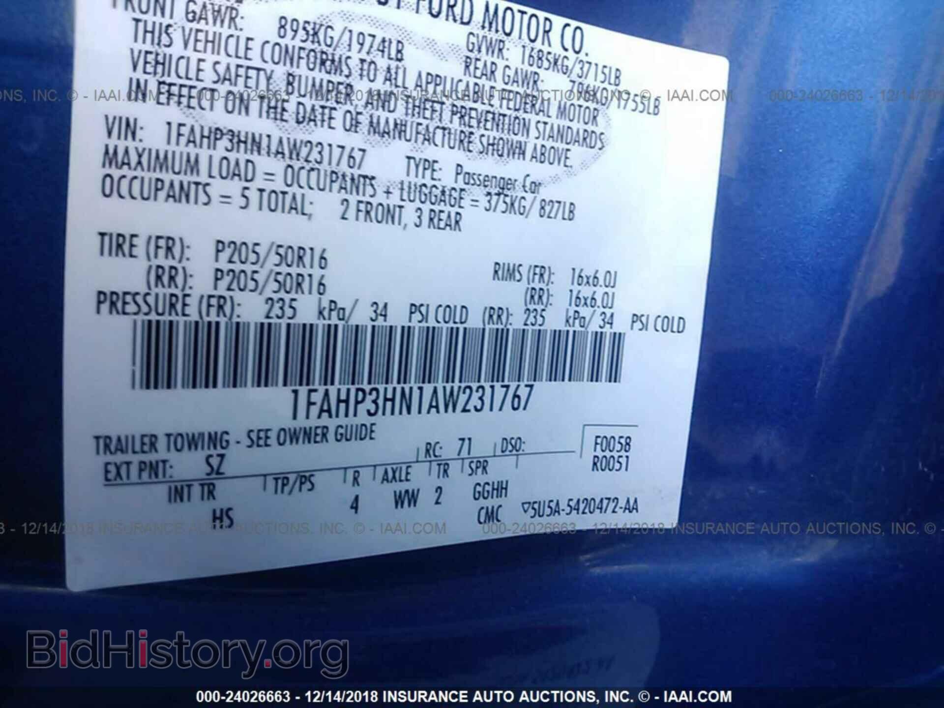 2010 FORD FOCUS - VIN: 1FAHP3HN1AW231767 - Фото 9