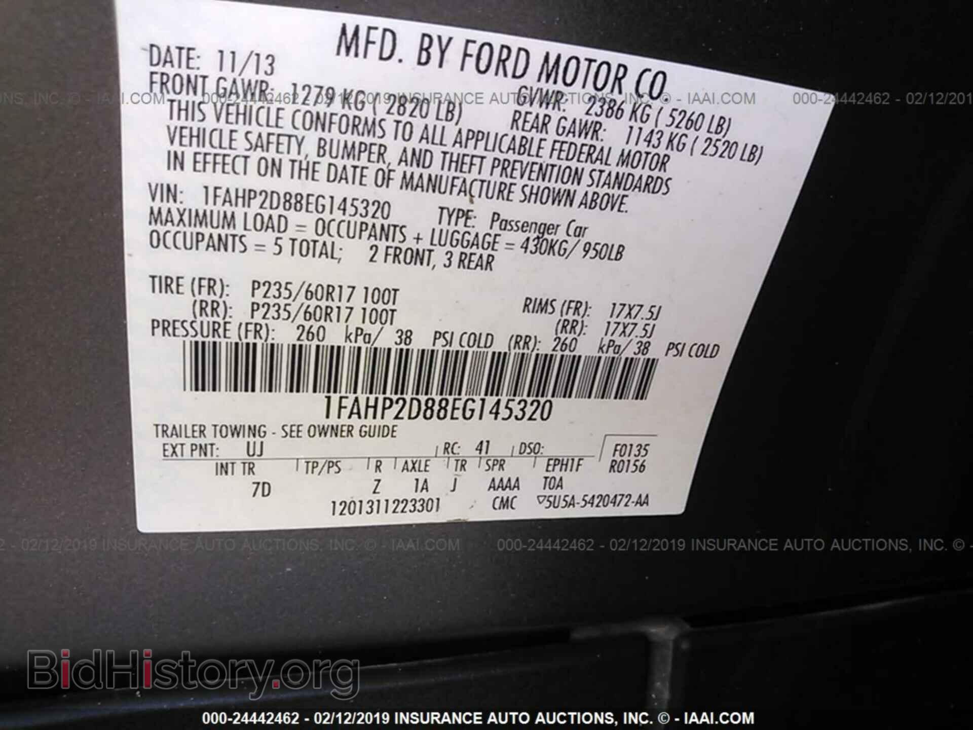 2014 FORD TAURUS - VIN: 1FAHP2D88EG145320 - Фото 9