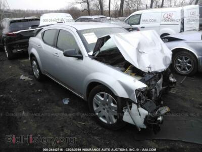 2012 Dodge AVENGER SE, серебристый — VIN 1C3CDZAB1CN160082, IAAI