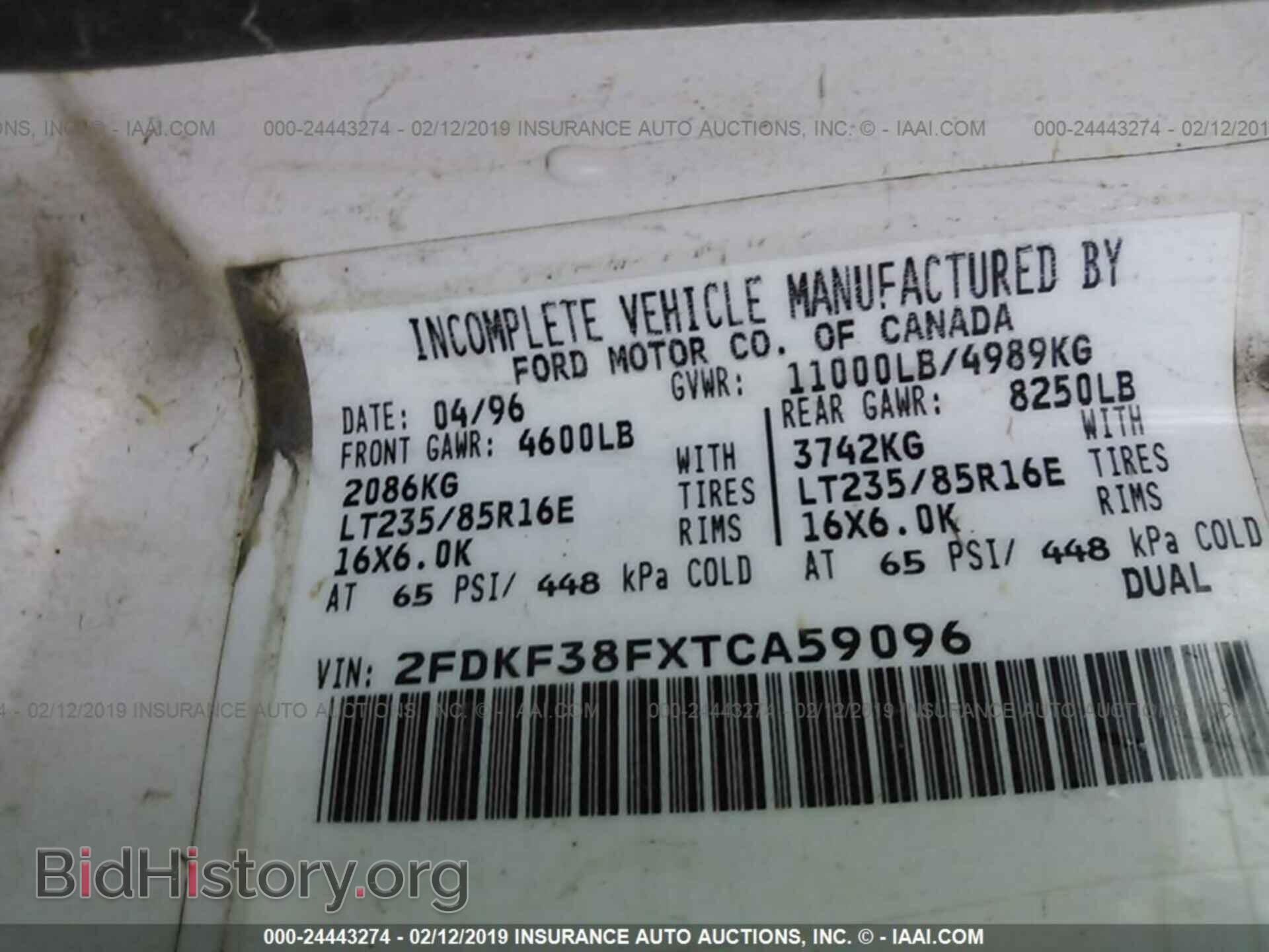 1996 FORD F350 - VIN: 2FDKF38FXTCA59096 - Фото 9