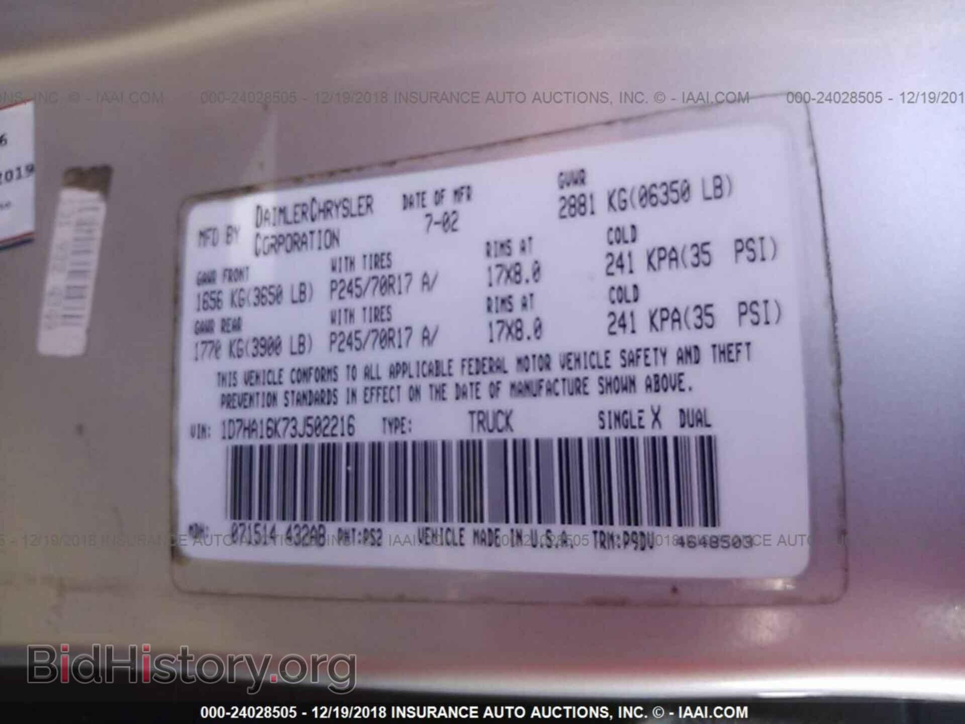 2003 DODGE RAM 1500 - VIN: 1D7HA16K73J502216 - Photo 9