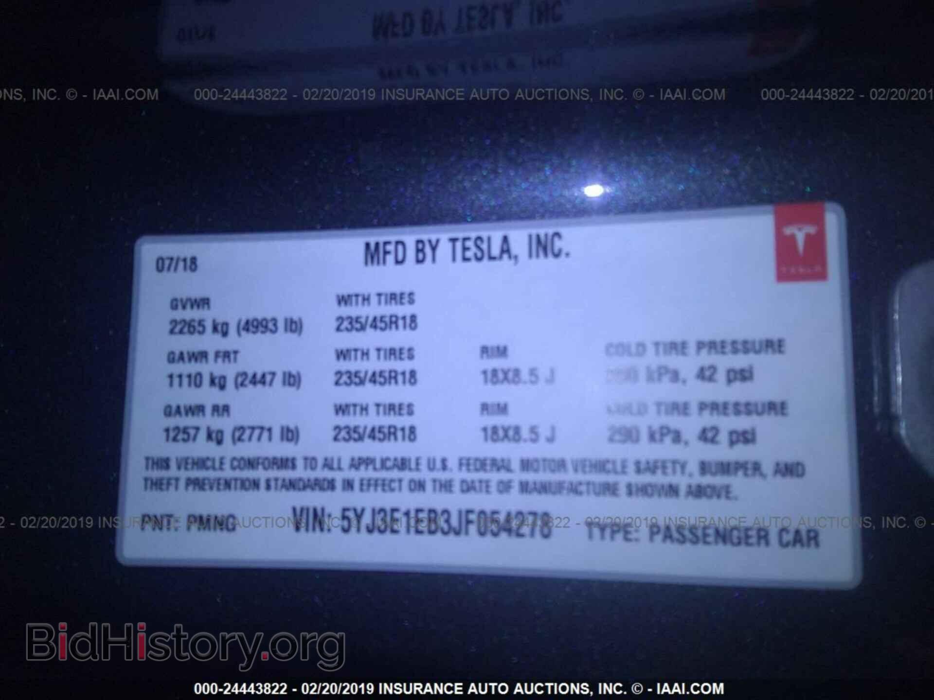 2018 TESLA MODEL 3 - VIN: 5YJ3E1EB3JF054278 - Фото 9