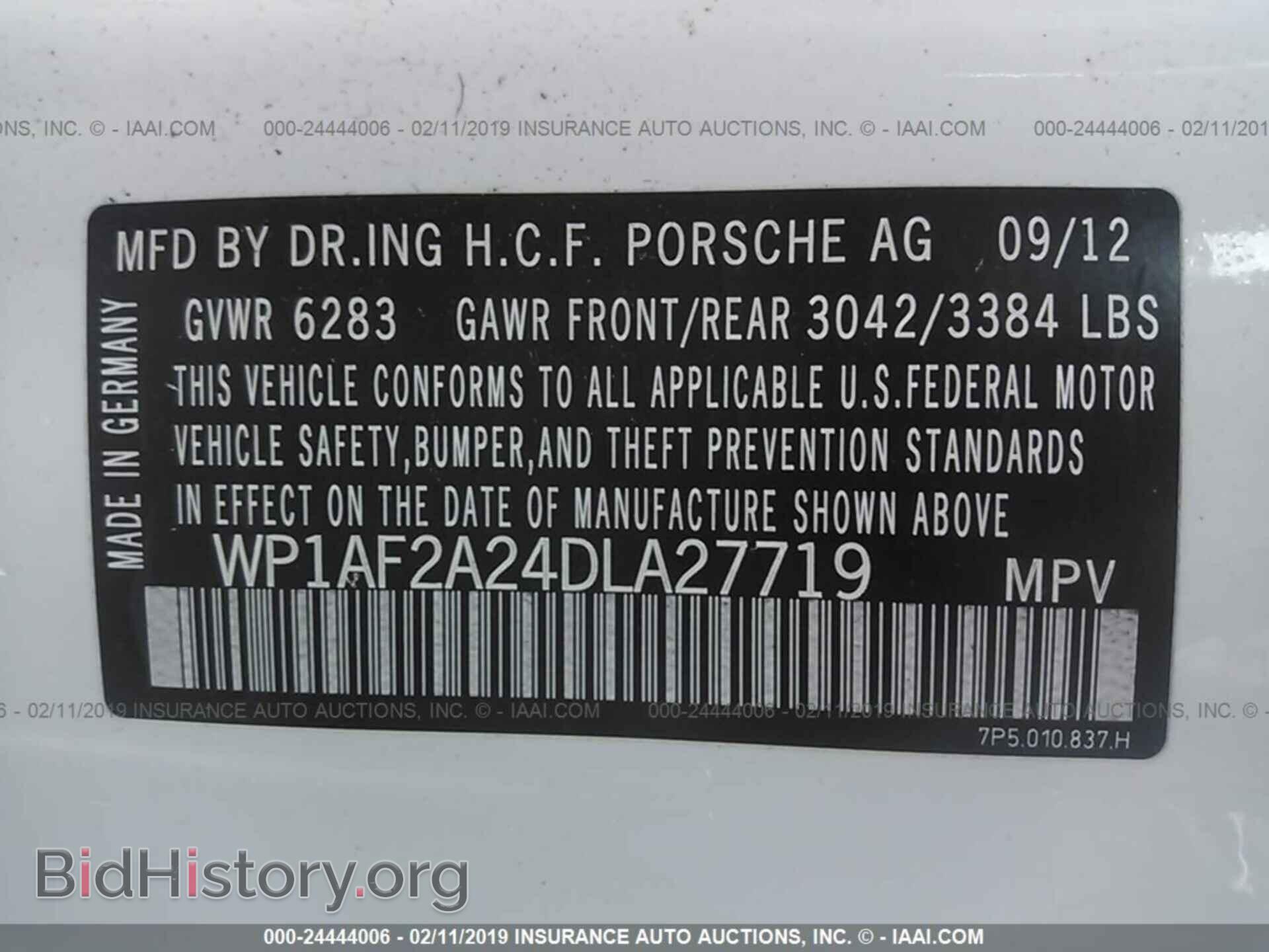 2013 PORSCHE CAYENNE - VIN: WP1AF2A24DLA27719 - Фото 9