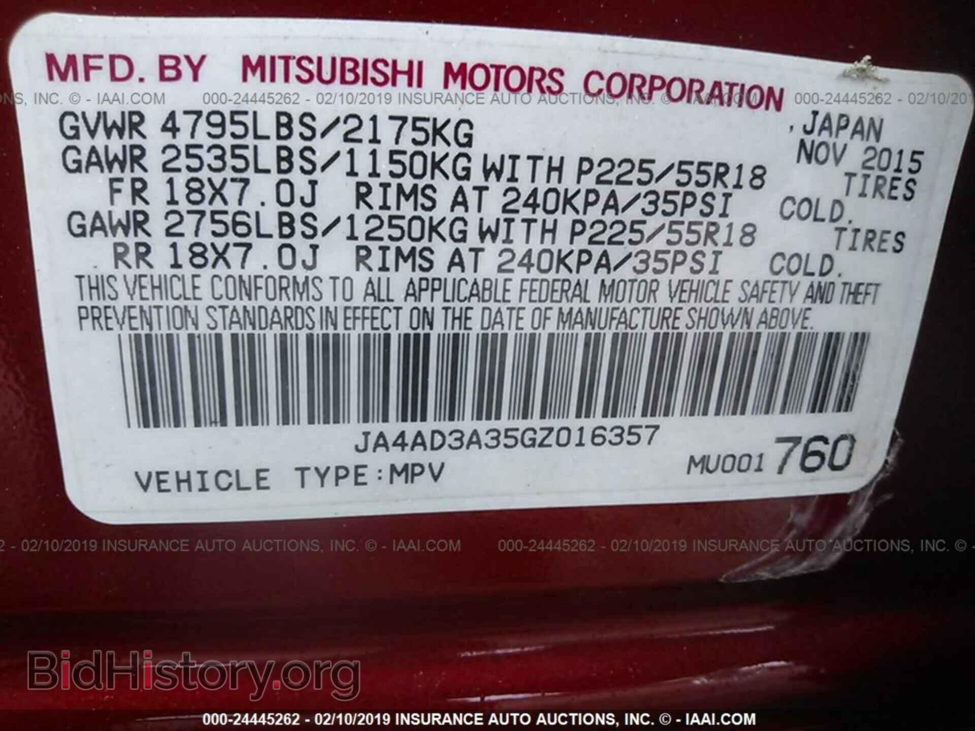 2016 MITSUBISHI OUTLANDER - VIN: JA4AD3A35GZ016357 - Фото 9