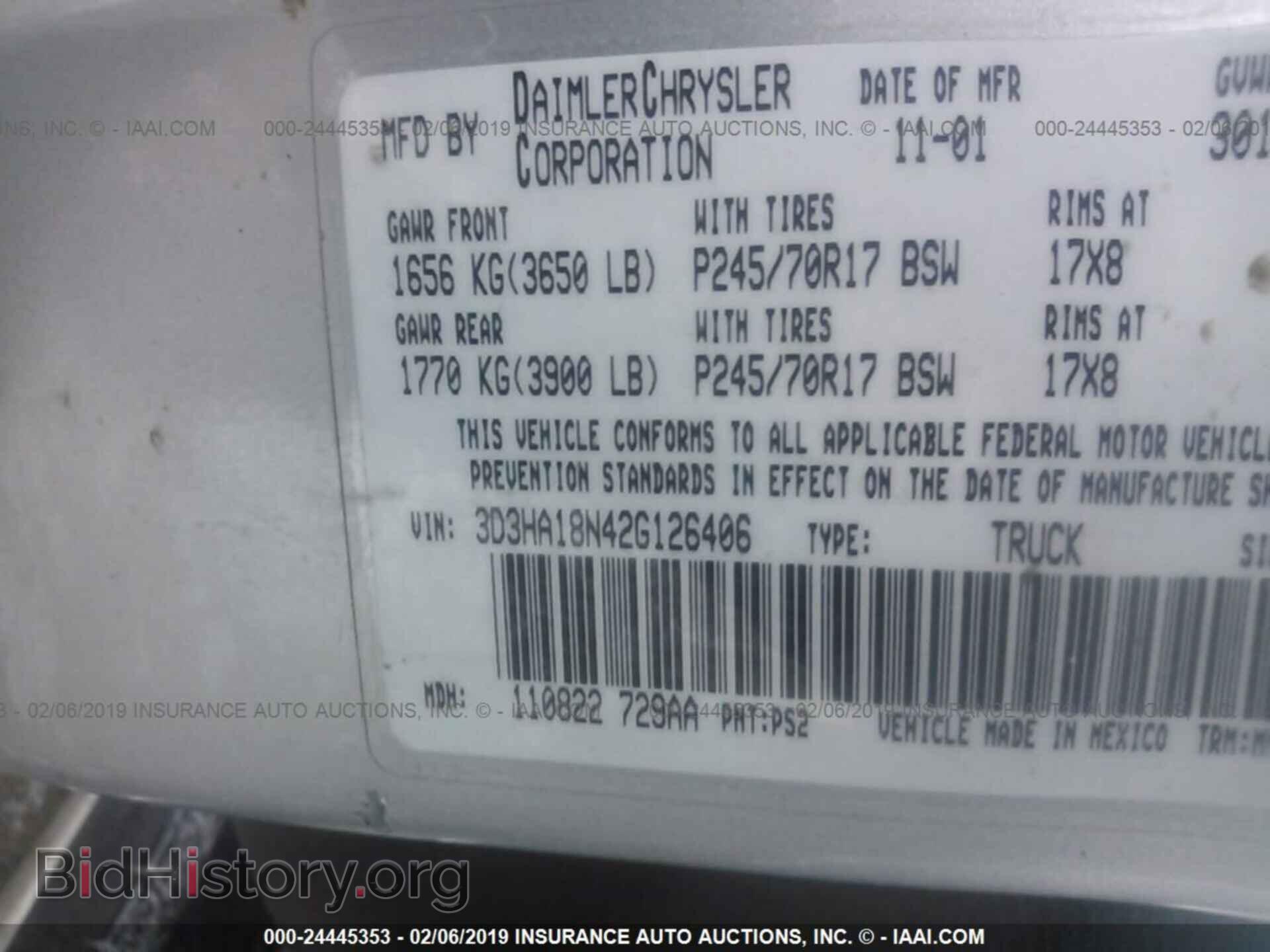 2002 DODGE RAM 1500 - VIN: 3D3HA18N42G126406 - Фото 9