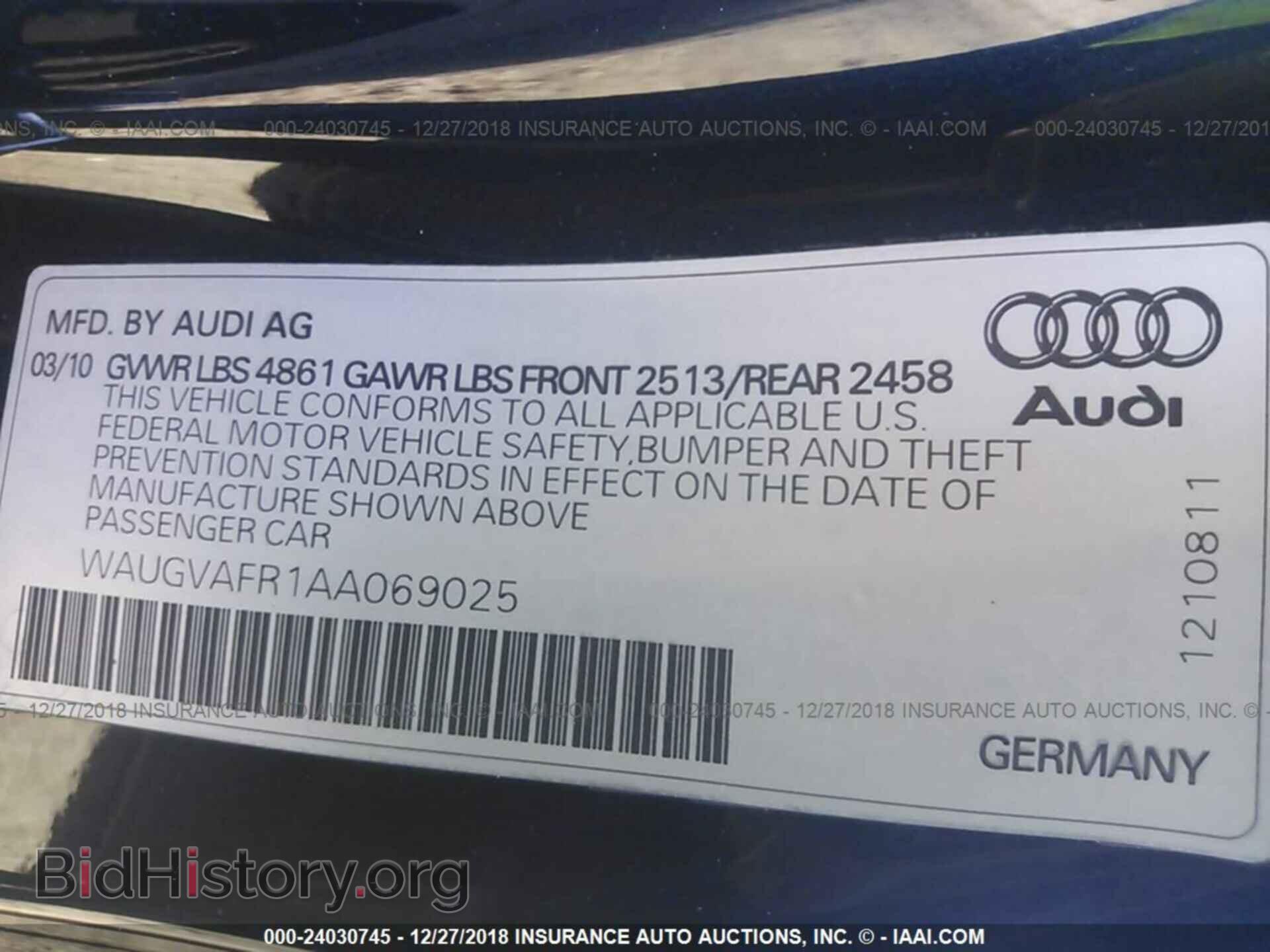 2010 AUDI S5 - VIN: WAUGVAFR1AA069025 - Фото 9