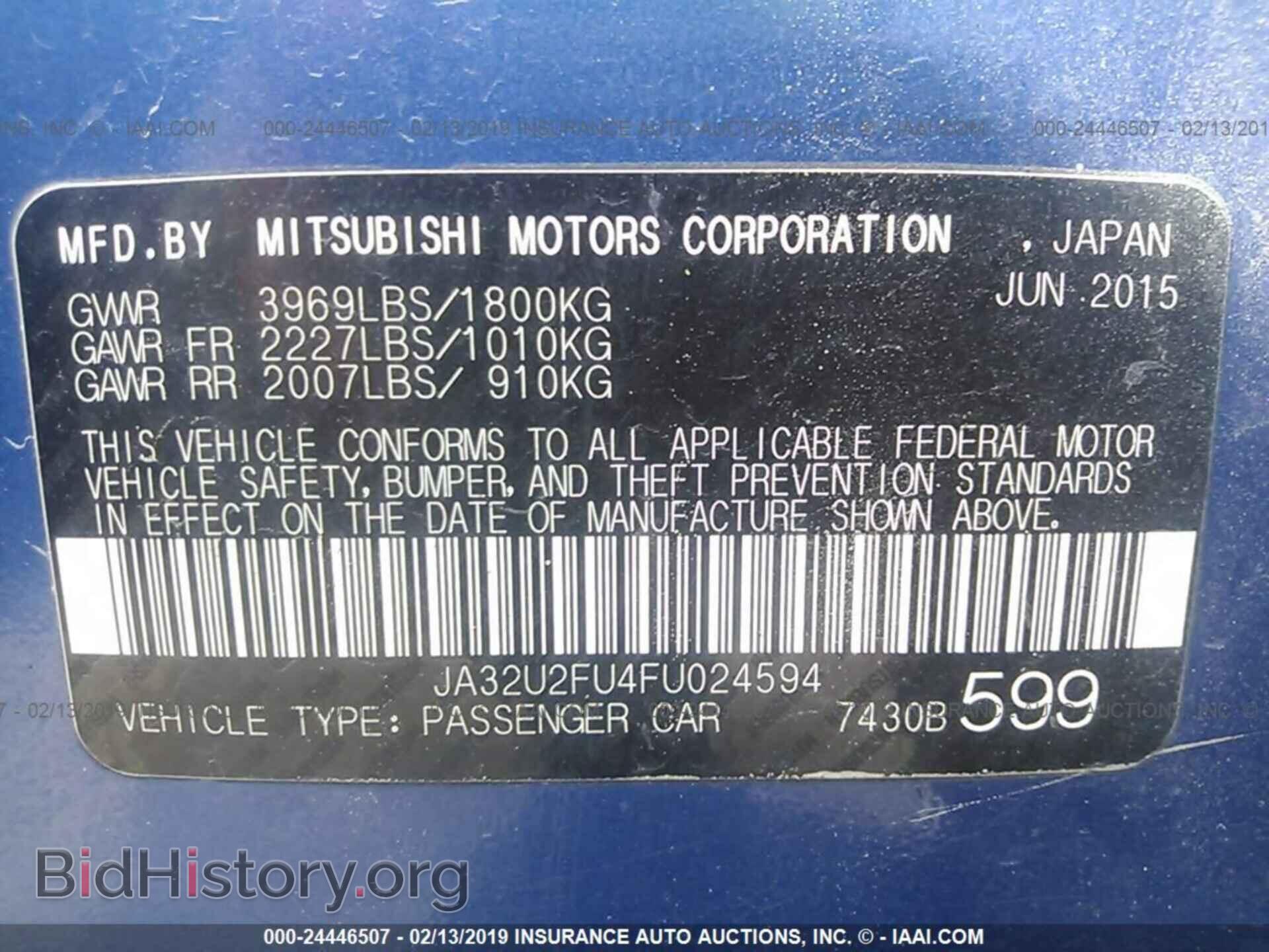 2015 MITSUBISHI LANCER - VIN: JA32U2FU4FU024594 - Фото 9