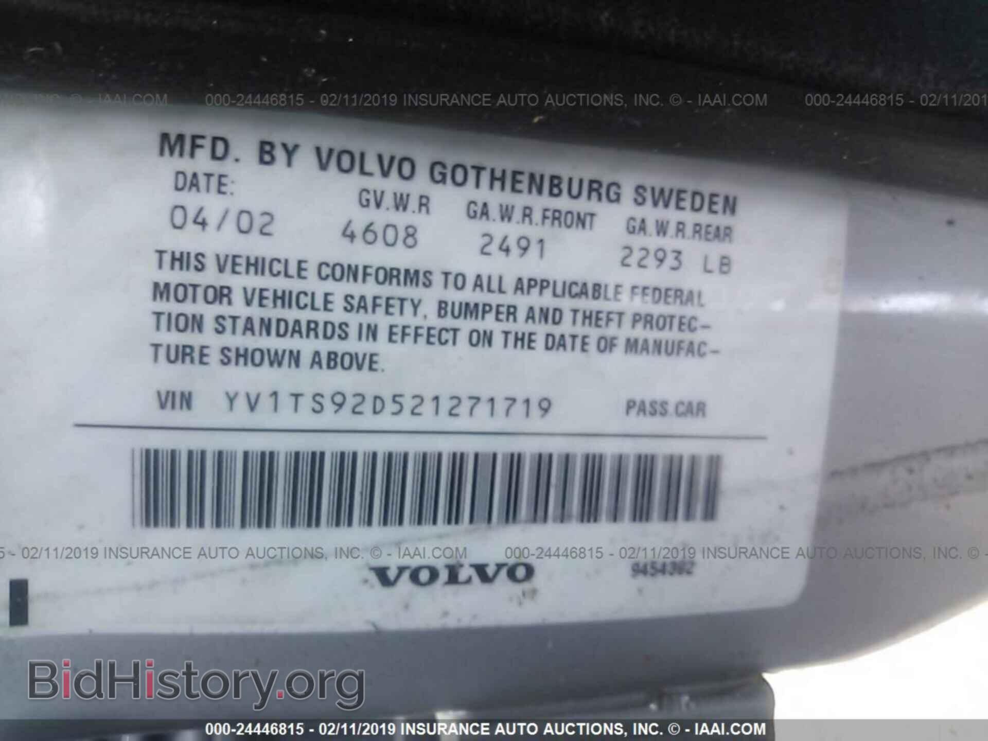 2002 VOLVO S80 - VIN: YV1TS92D521271719 - Фото 9